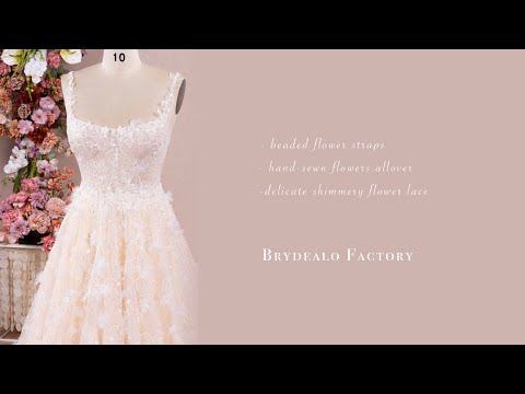 luxury 3D flower shimmery Aline wedding dress