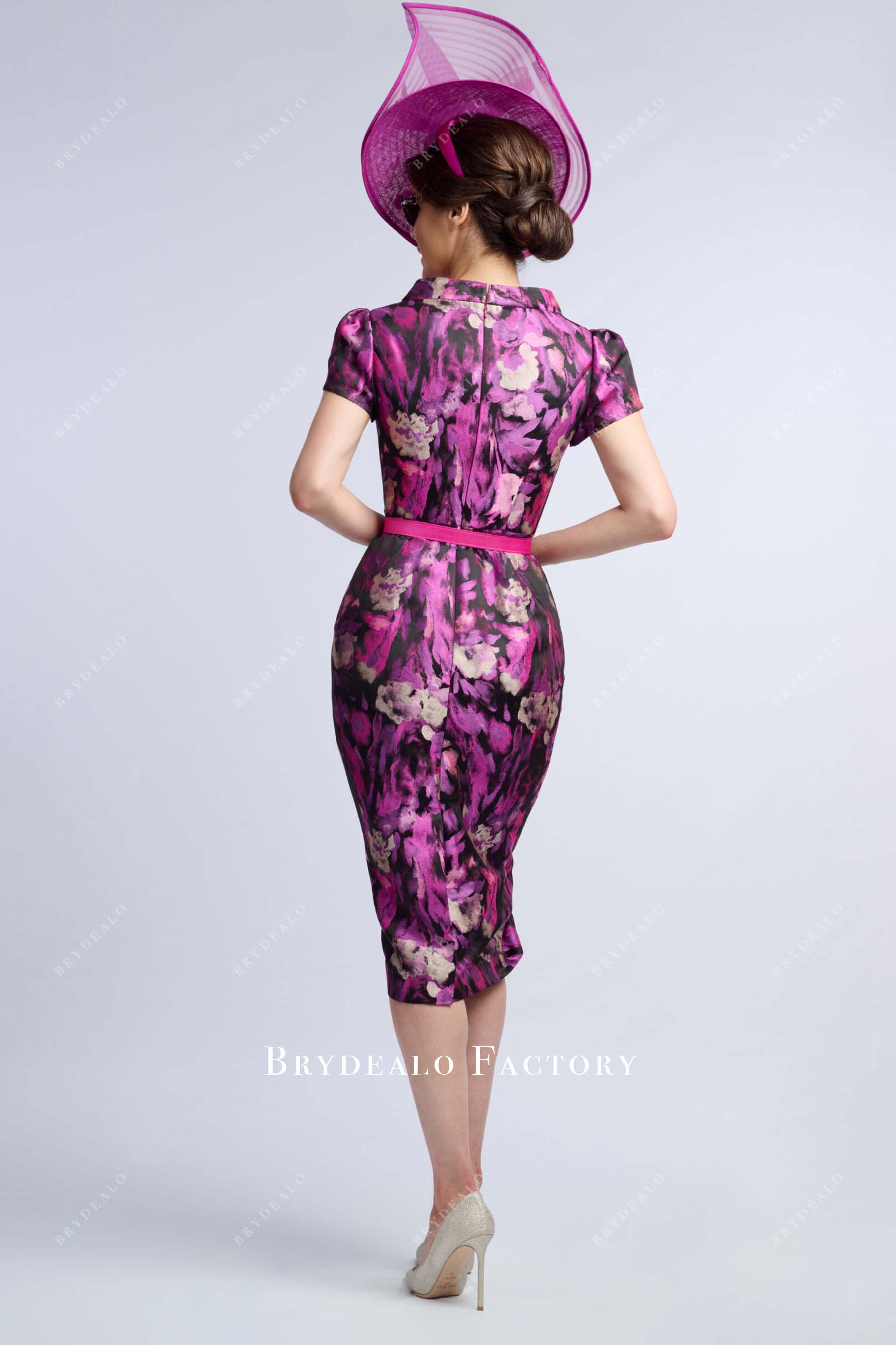 print tea length pencil mother of bride dress