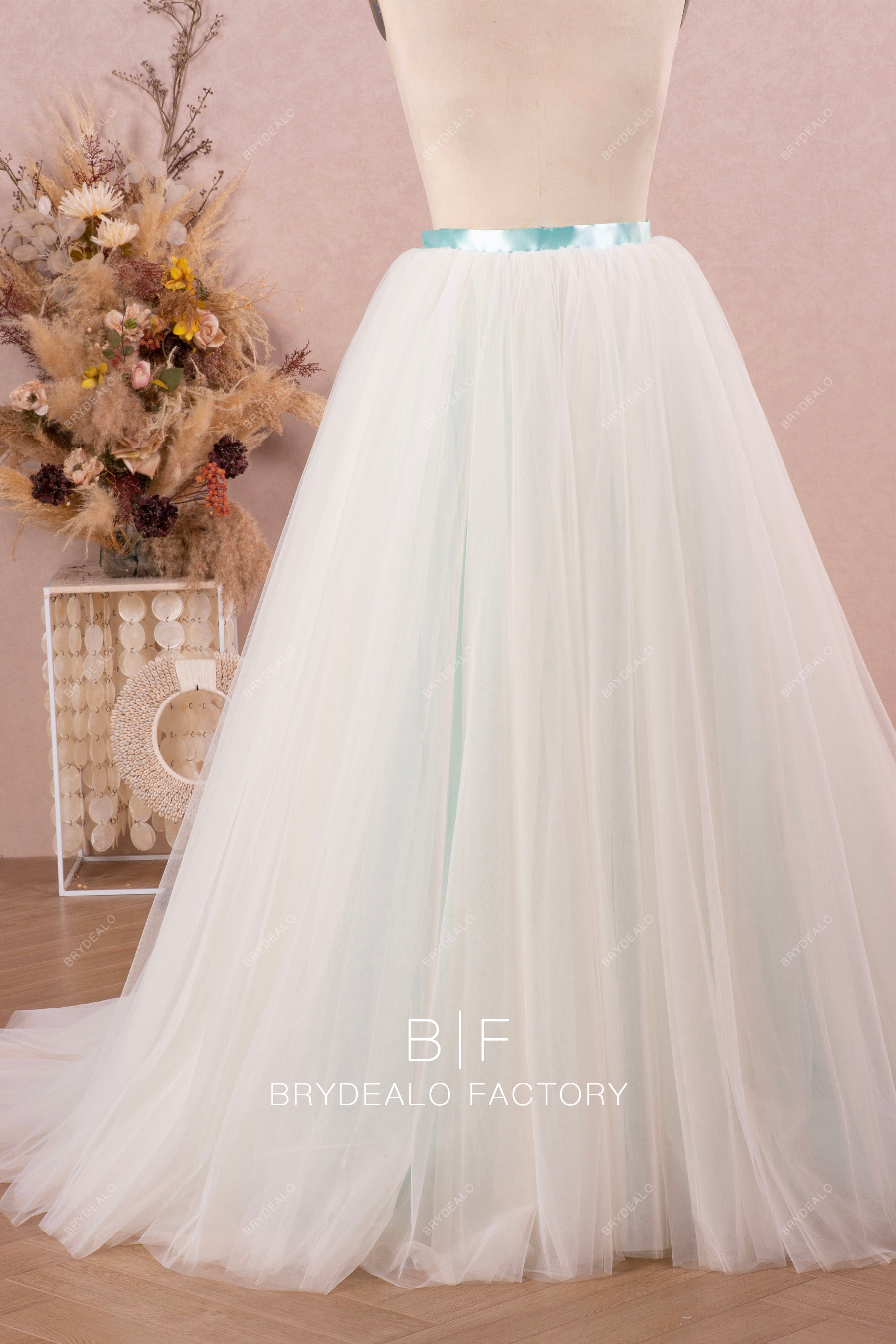 puffy pleated tulle bridal skirt