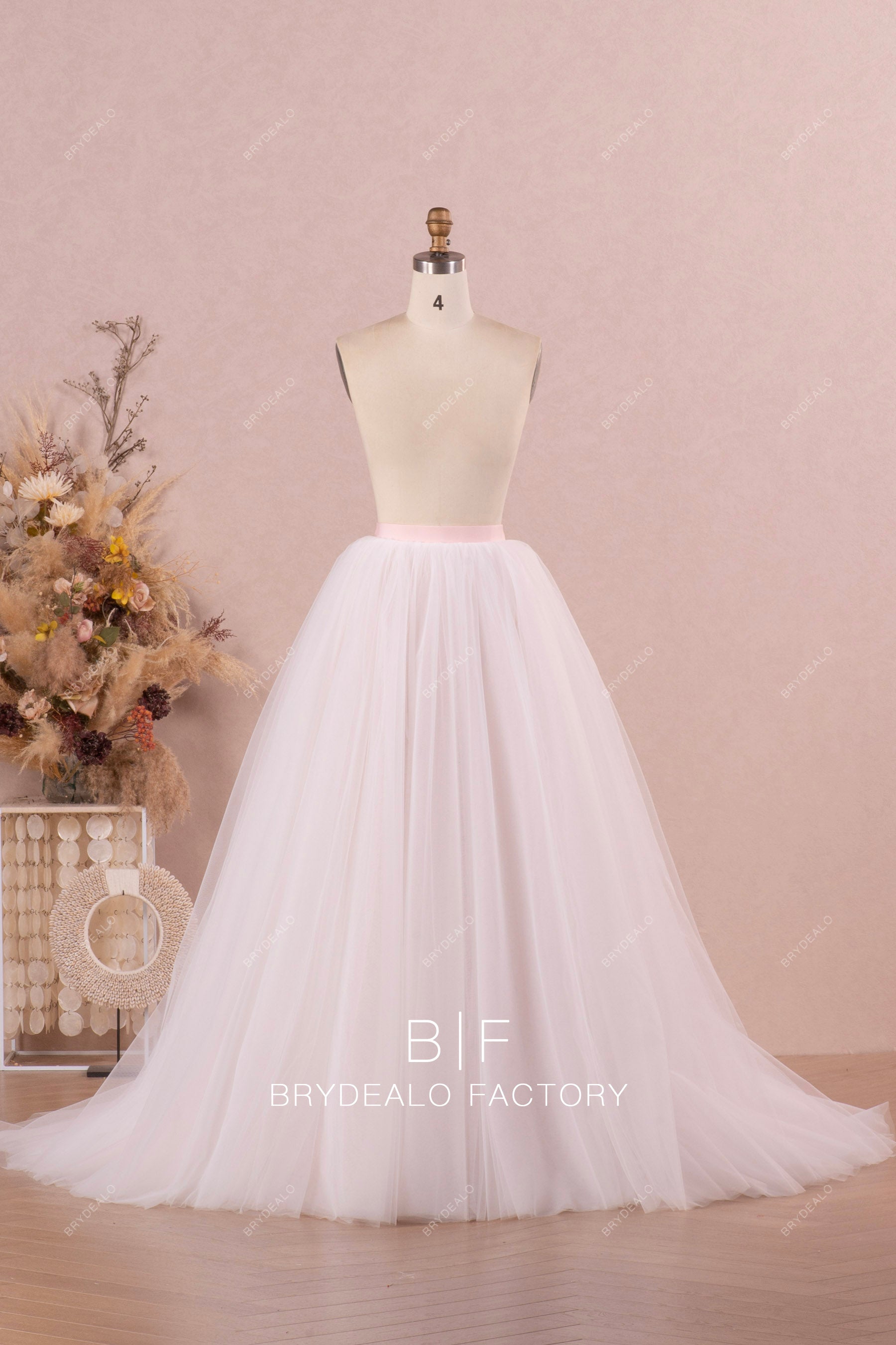 puffy tulle wedding dress overskirt