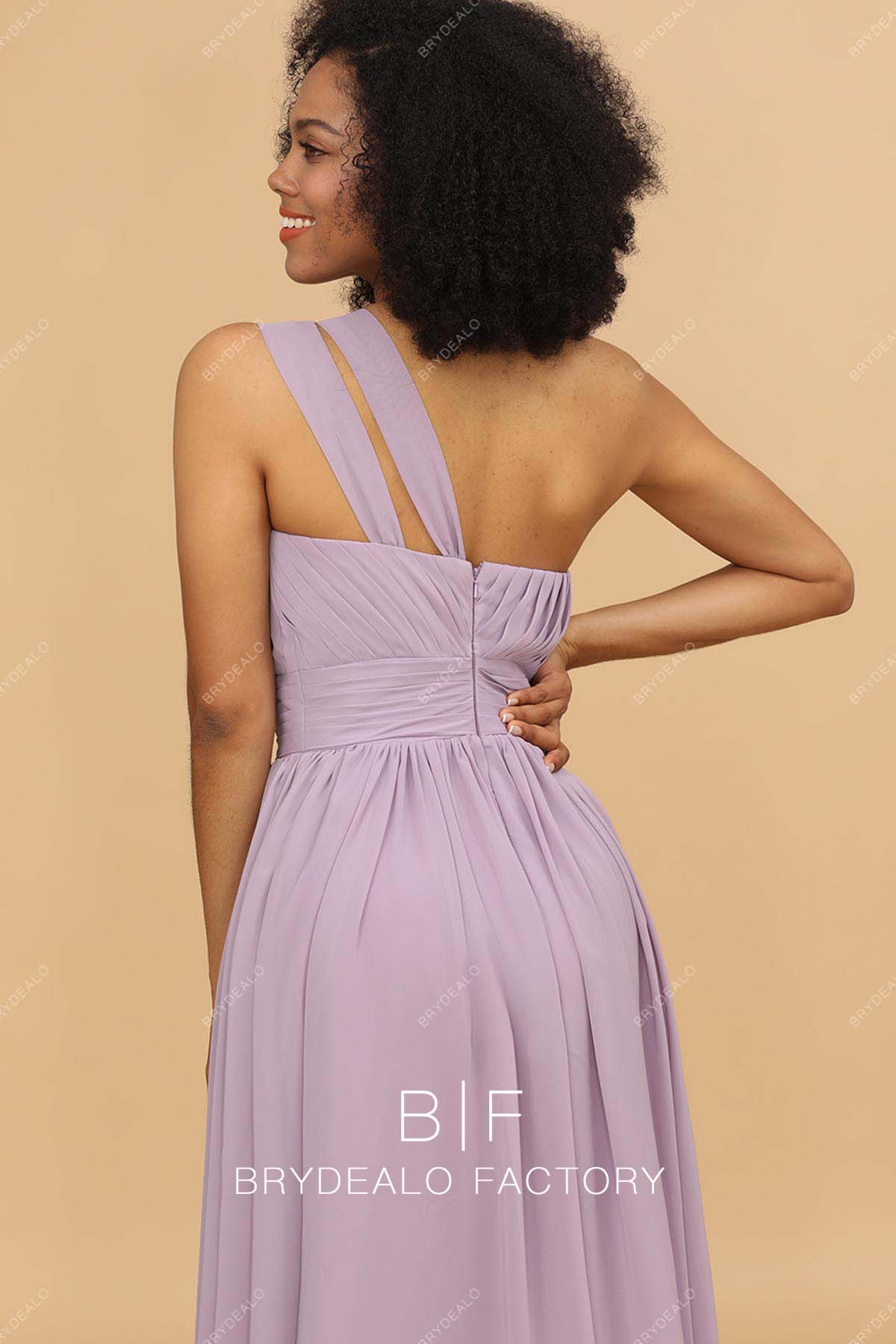 Purple One Shoulder Chiffon Bridesmaid Dress