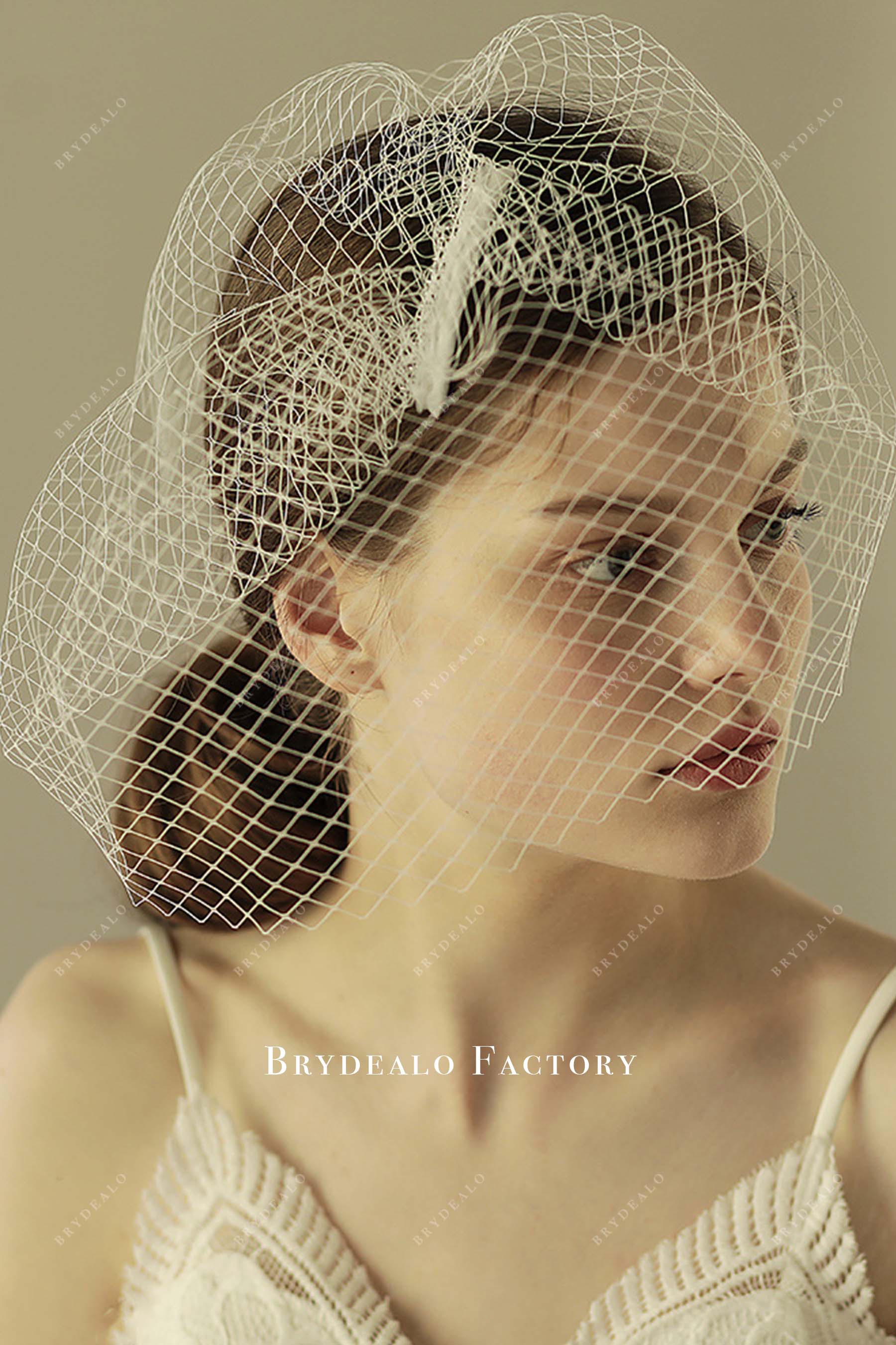 raw cut birdcage bridal veil