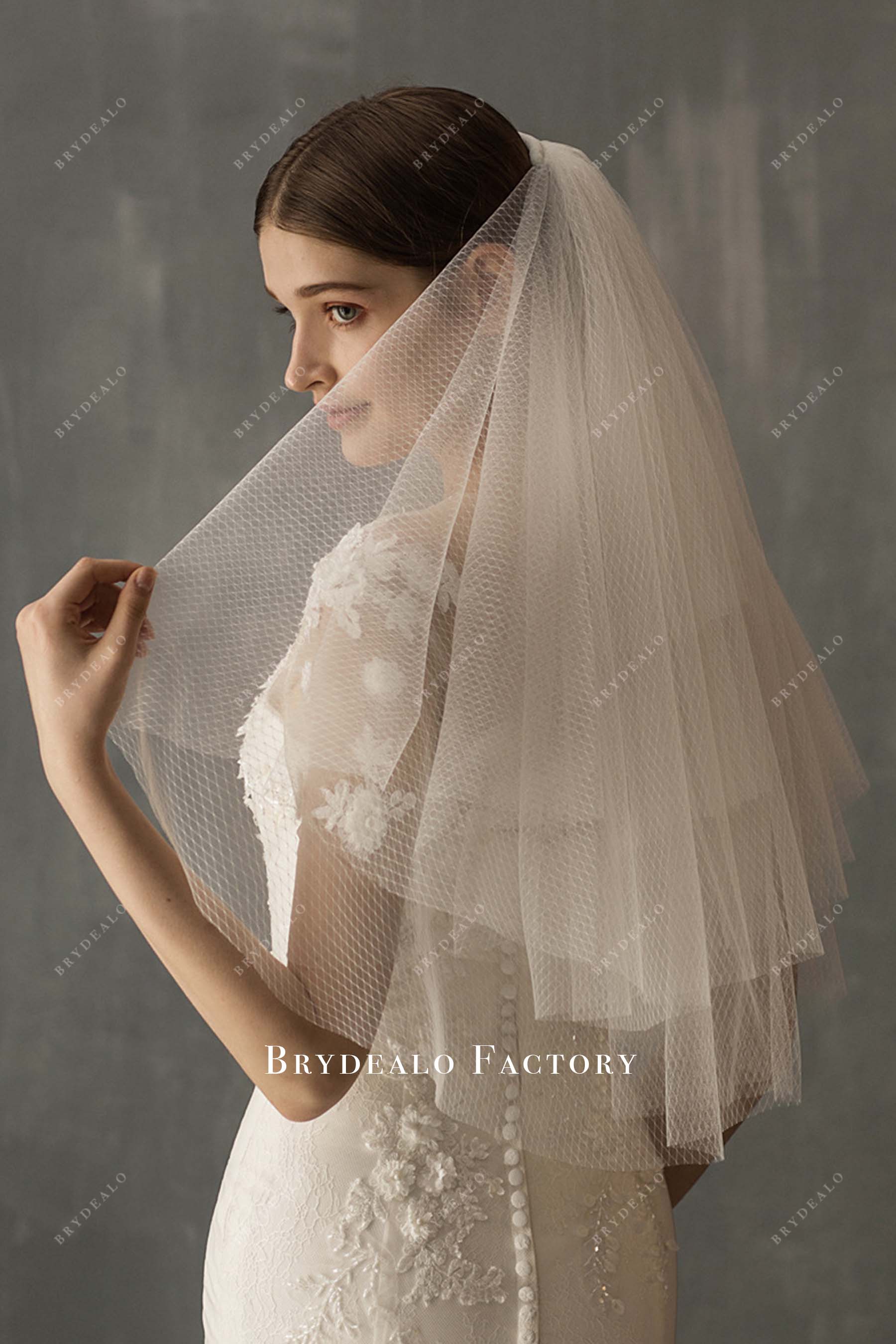 raw cut multi layered bridal veil