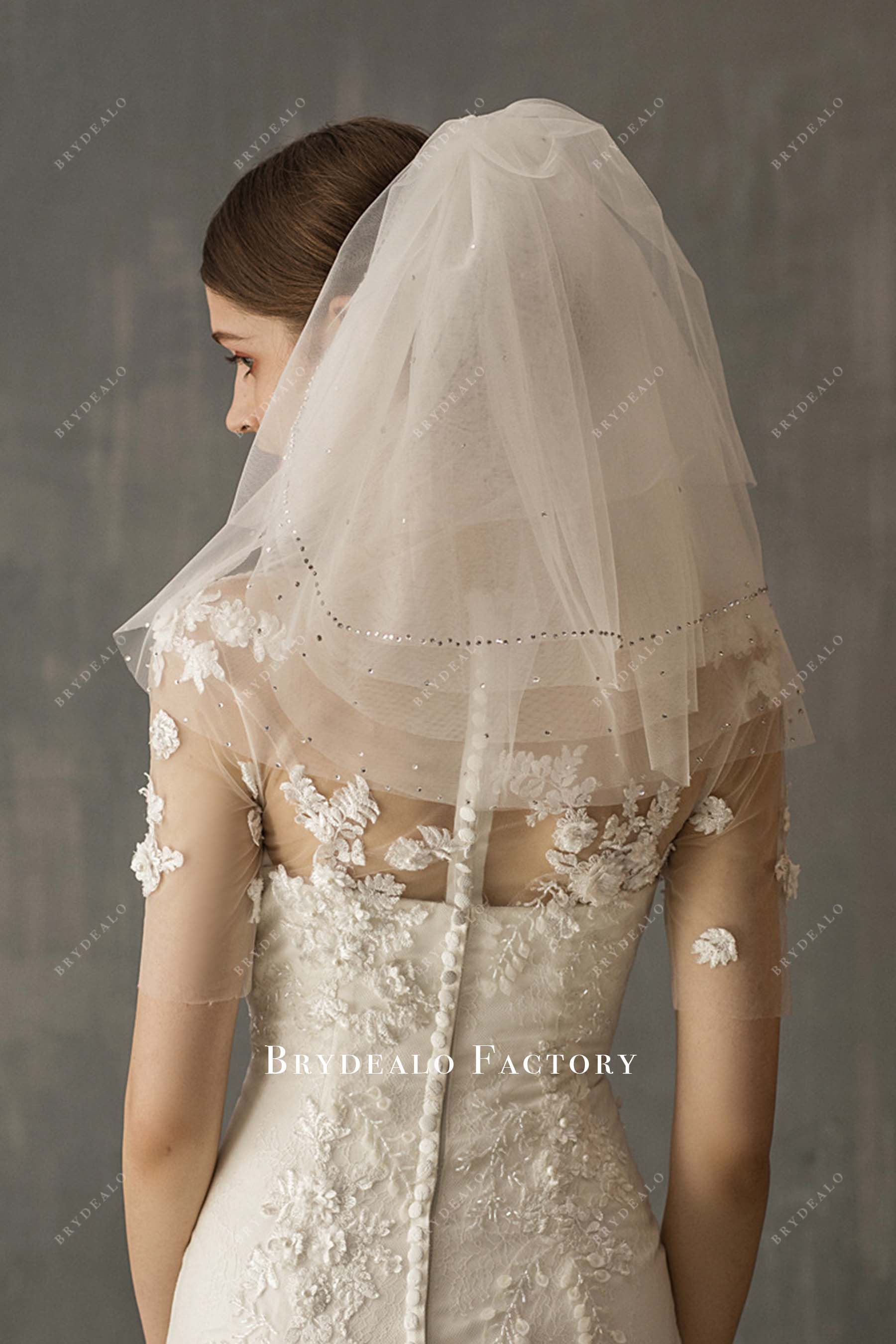 raw cut multi layered wedding veil