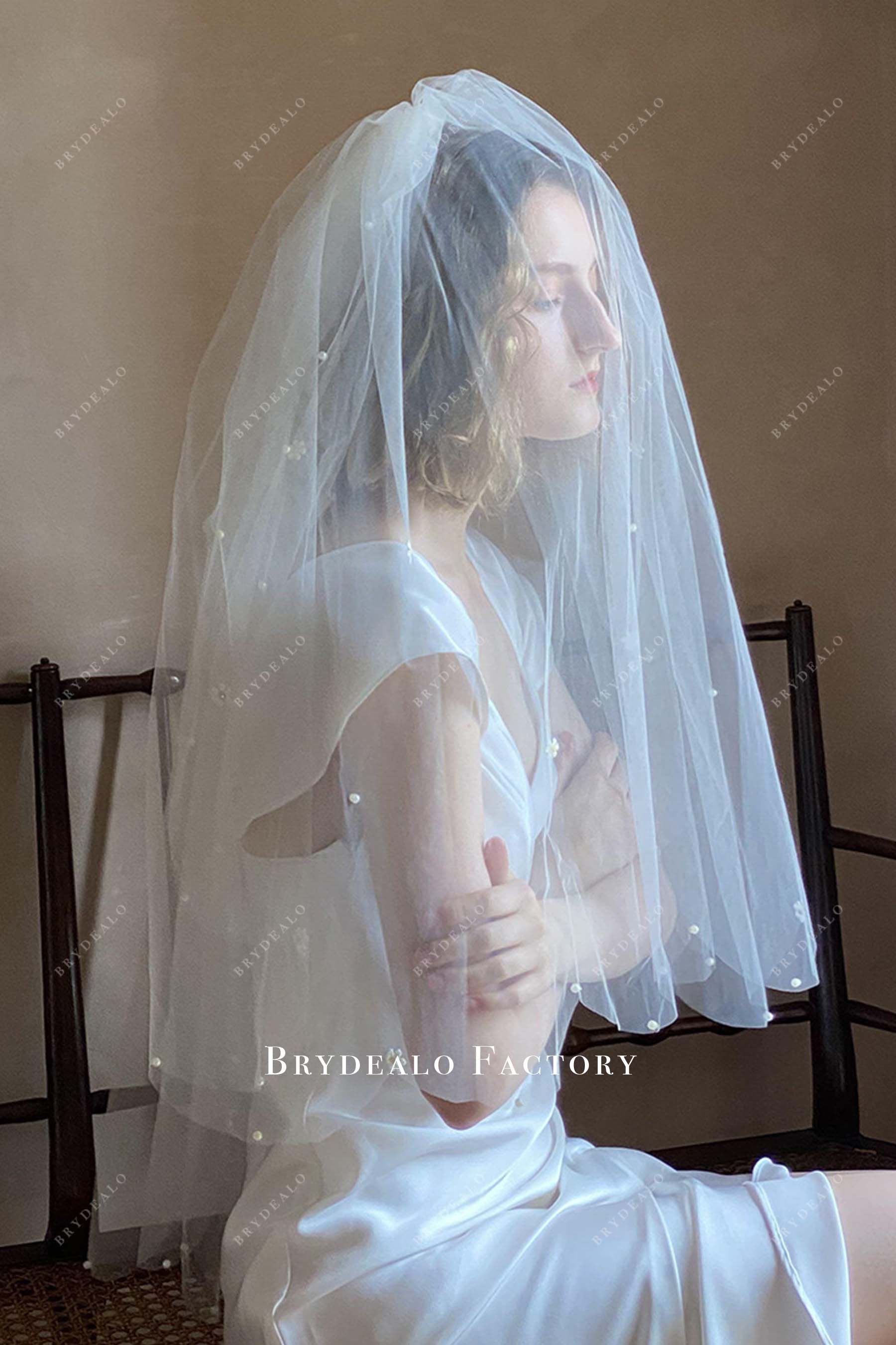 raw cut tulle bridal veil