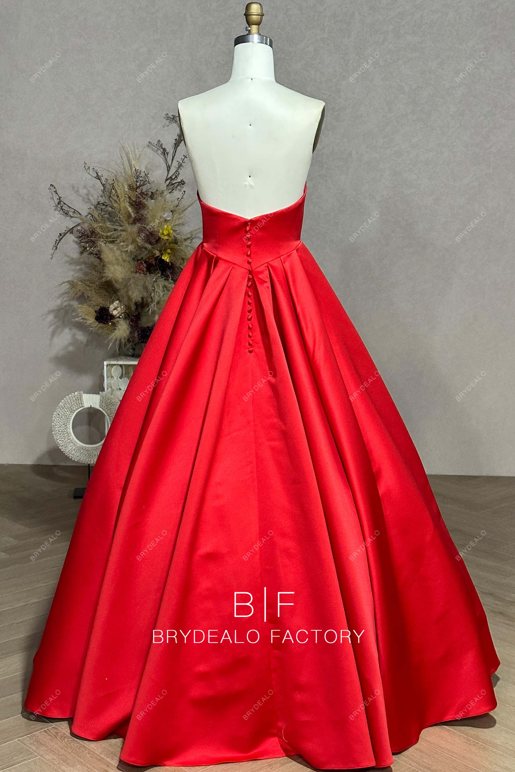 Private Label Strapless Red Satin Ball Gown Dress BR20232189
