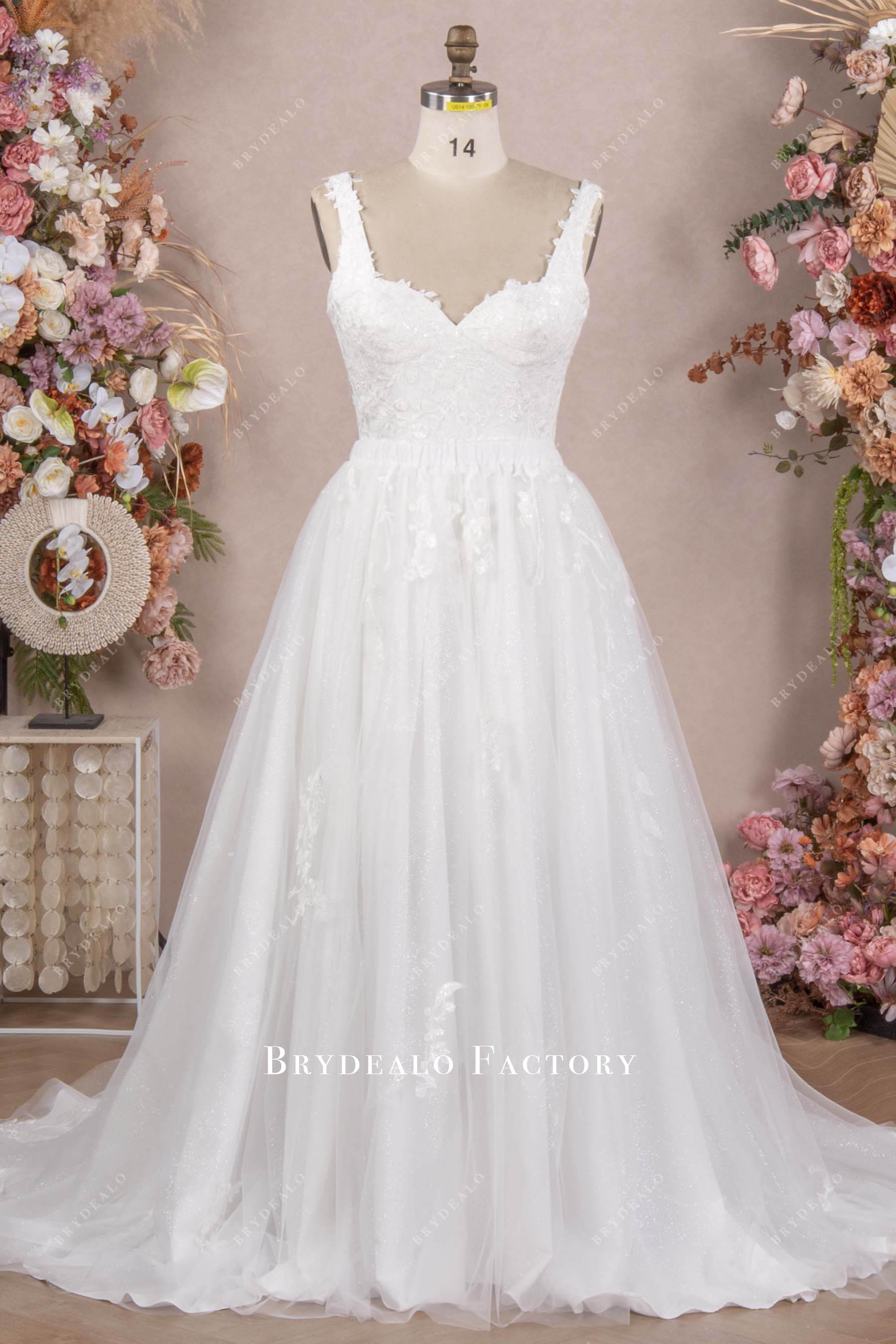 removable tulle overskirt lace wedding dress