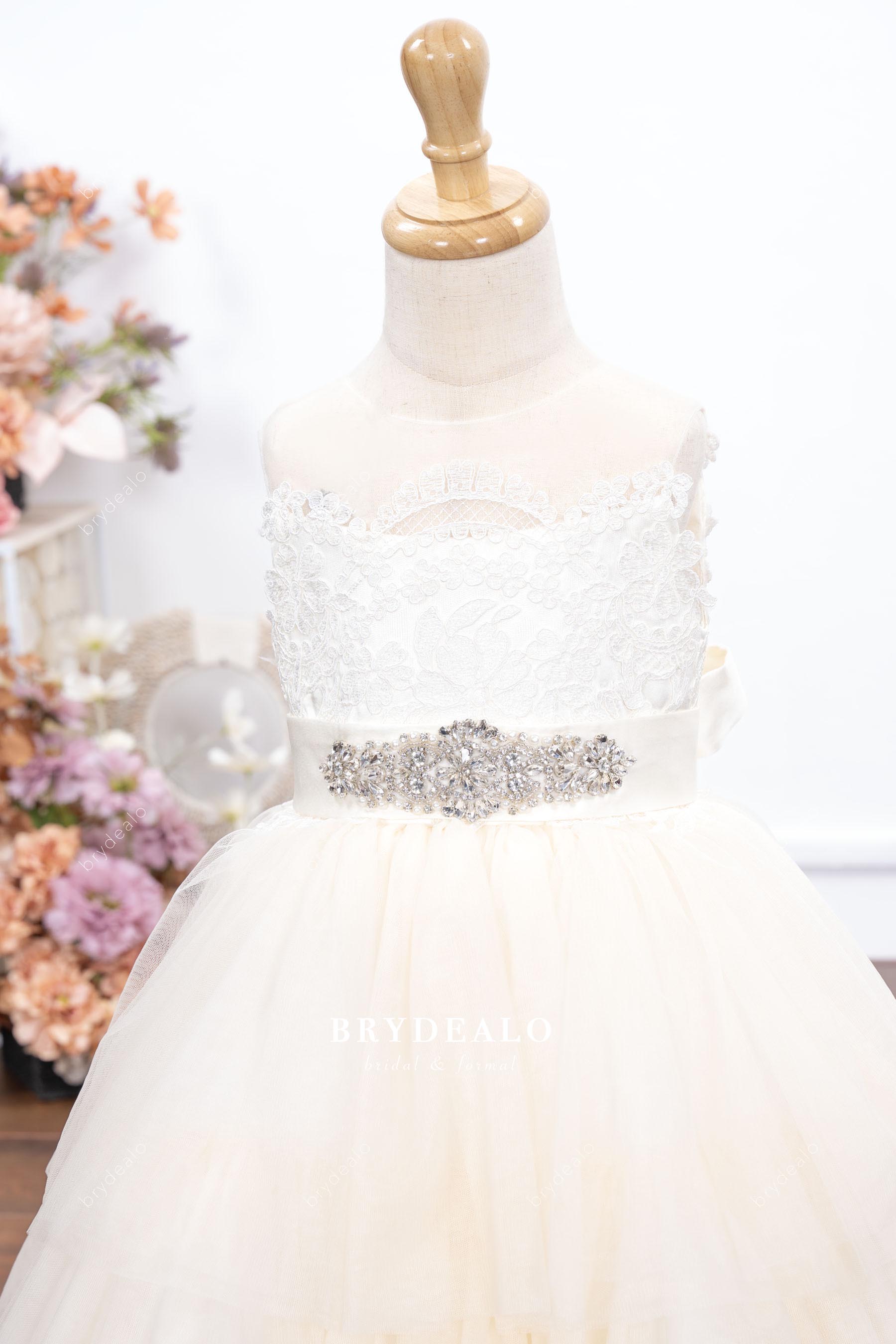 rhinestone belt flower girl dress