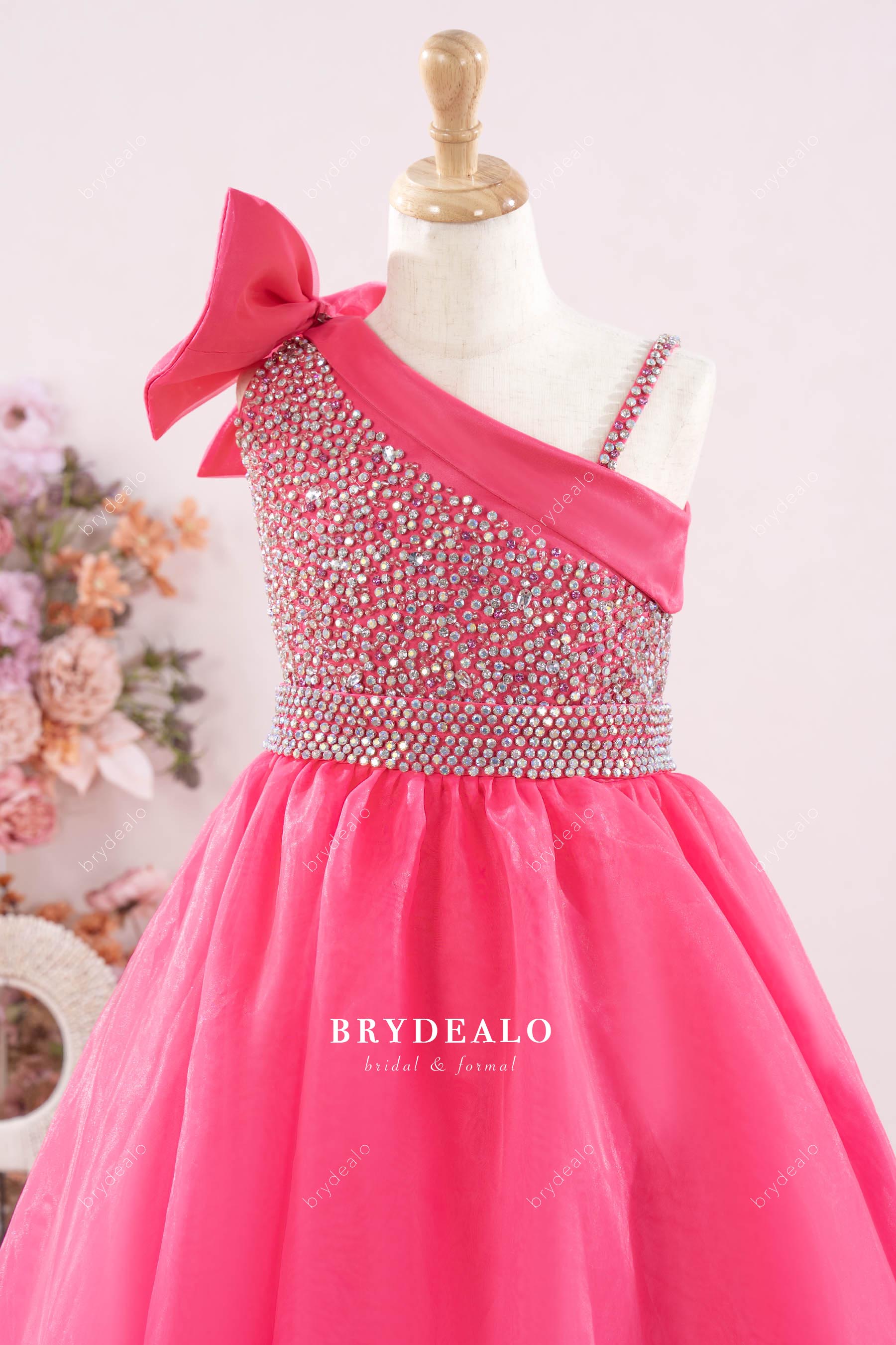 rhinestone bodice girl pageant gown