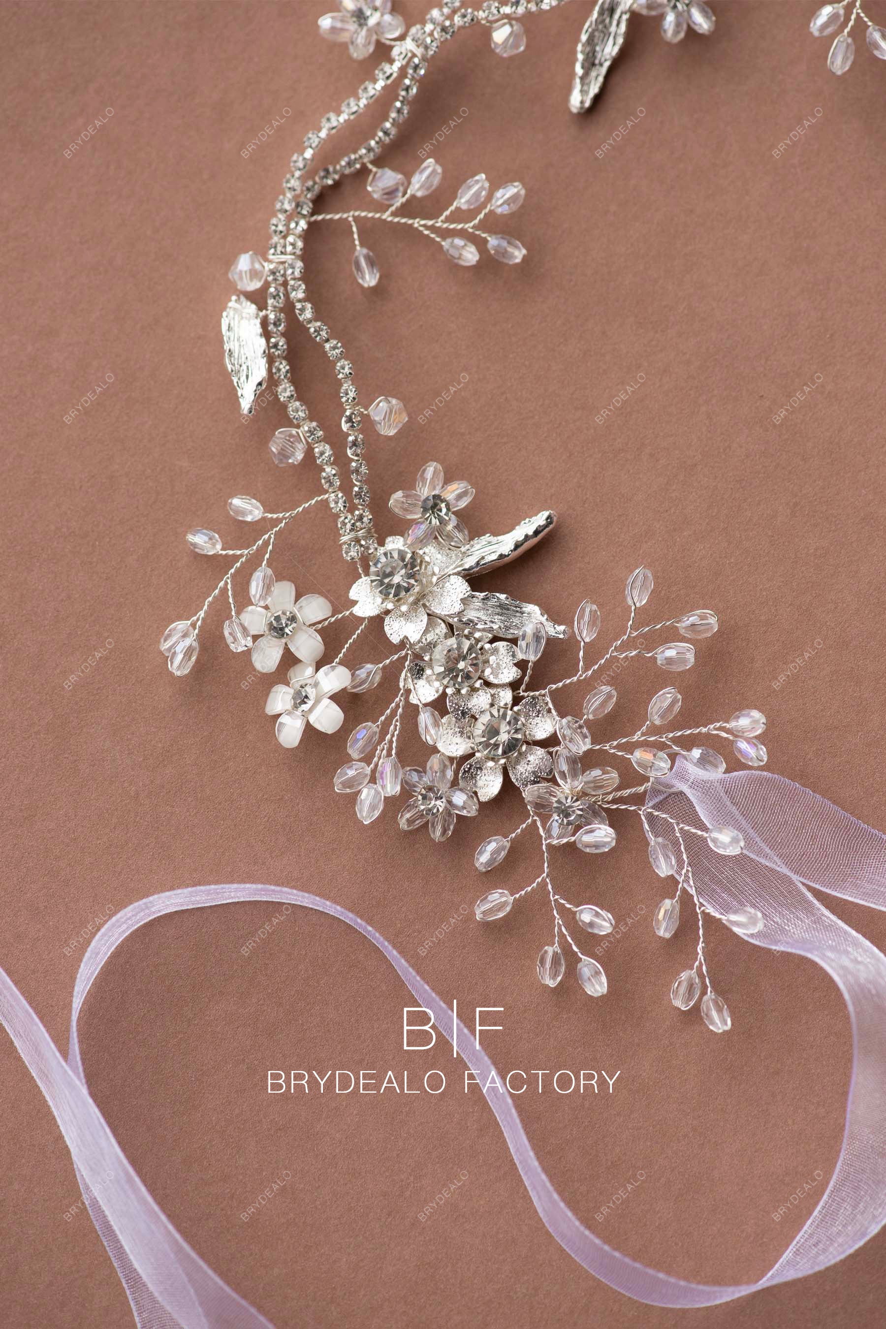 rhinestone chain alloy flower bridal headpiece