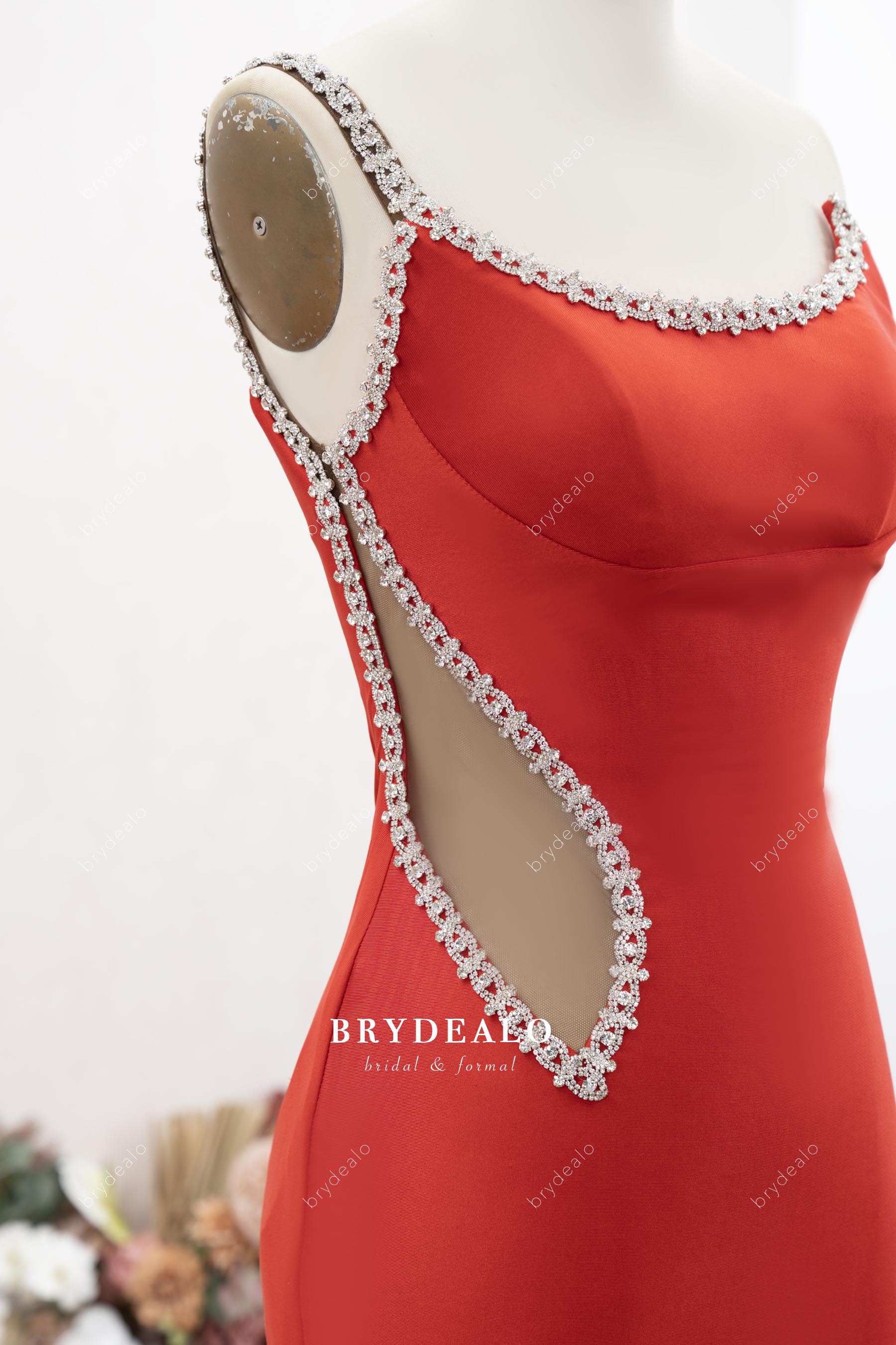 rhinestone hollow formal dress