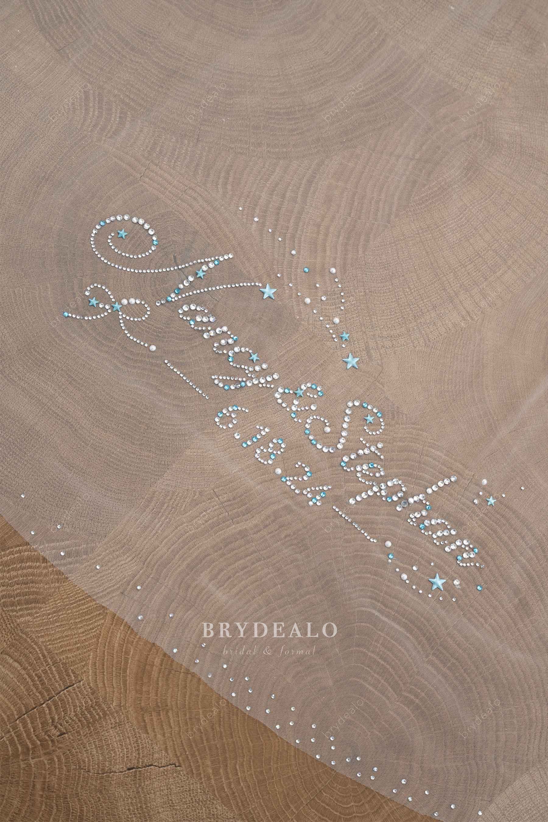 rhinestone letter wedding veil