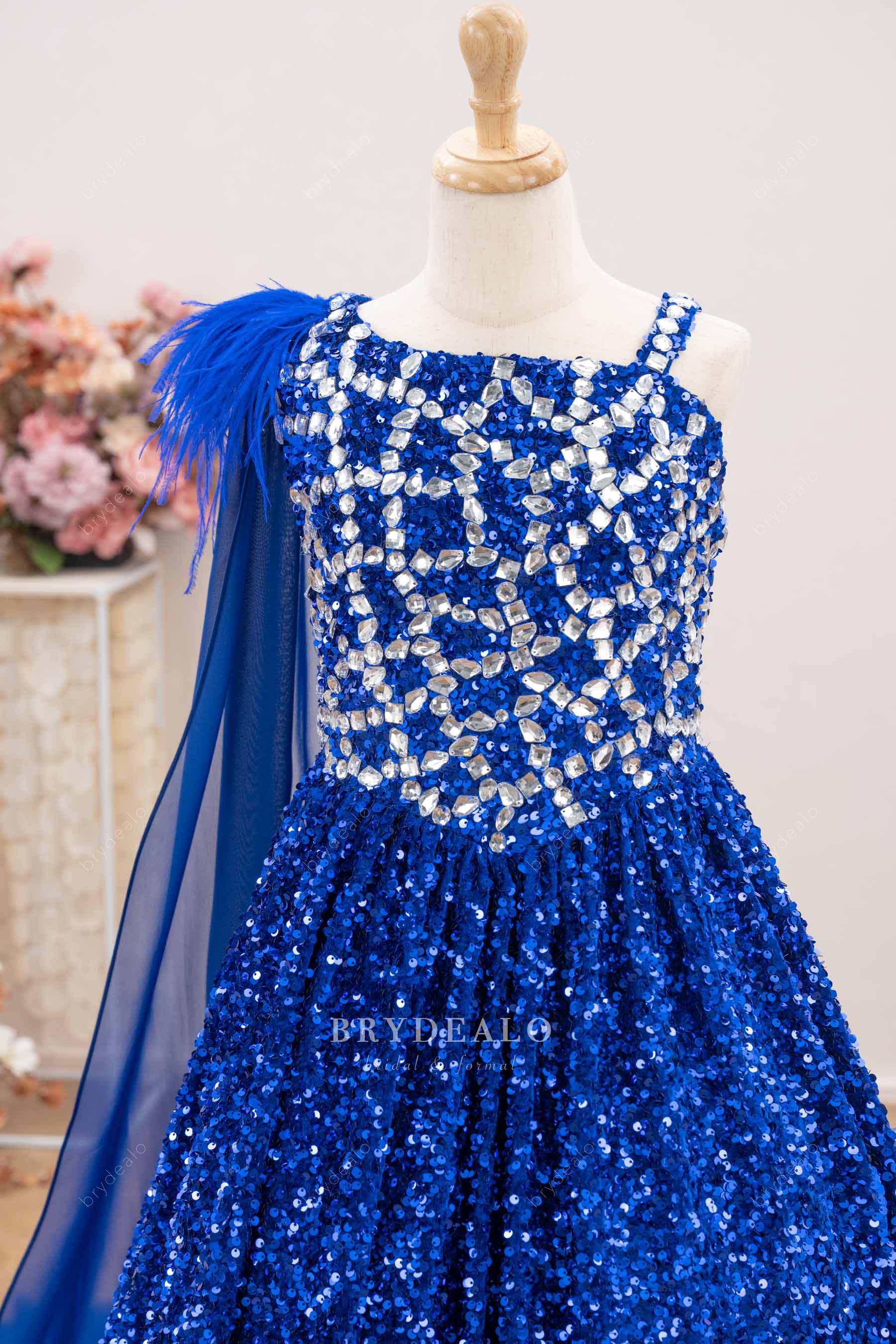 rhinestone one straps junior pageant gown