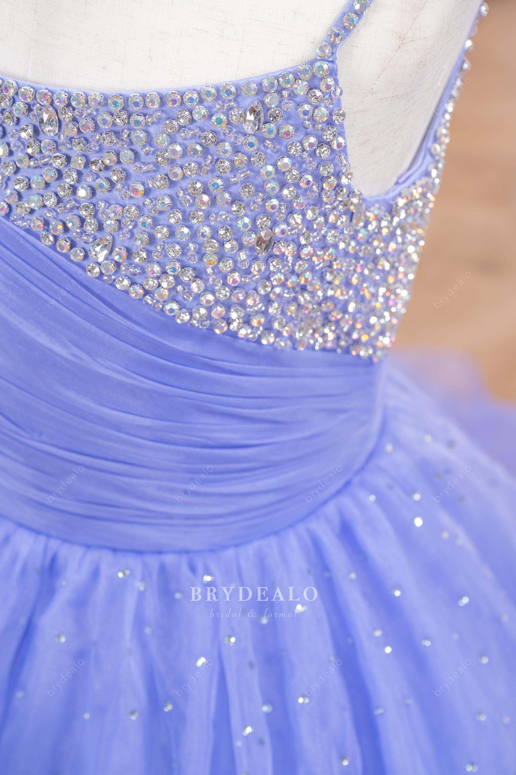 rhinestone pleated bodice kids pageant dress
