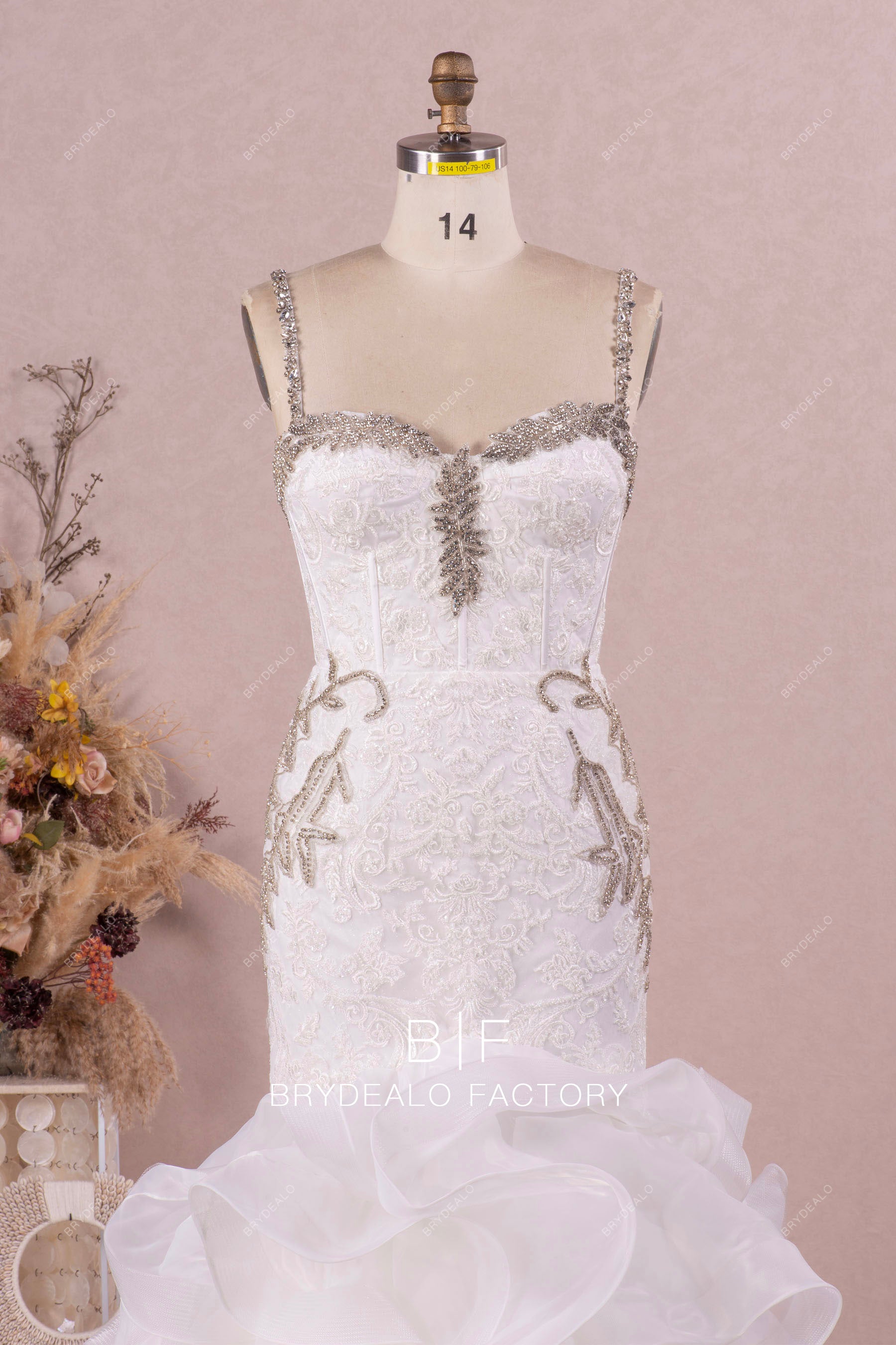 rhinestone straps sweetheart wedding dress
