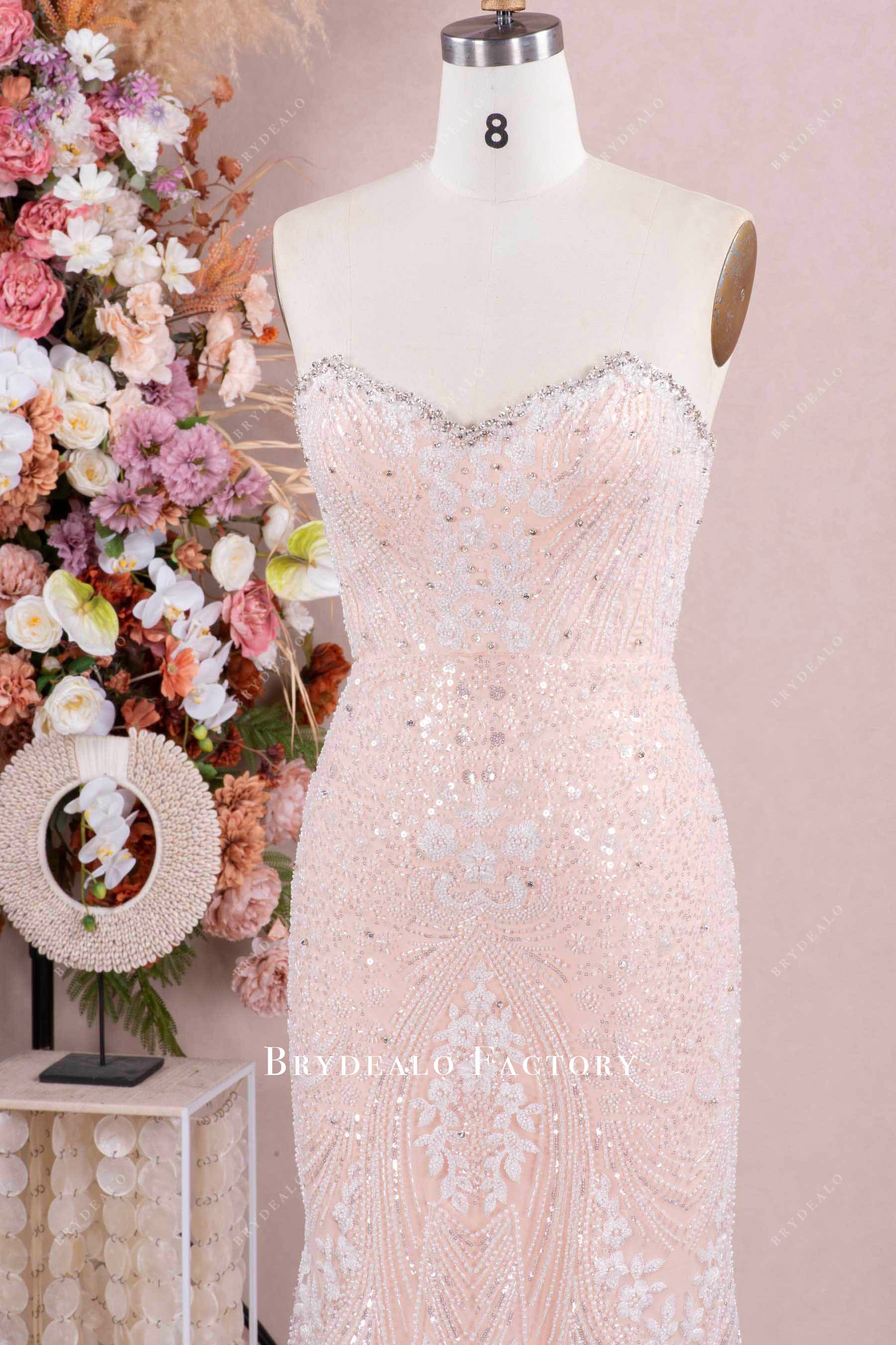 rhinestone sweetheart neck wedding dress