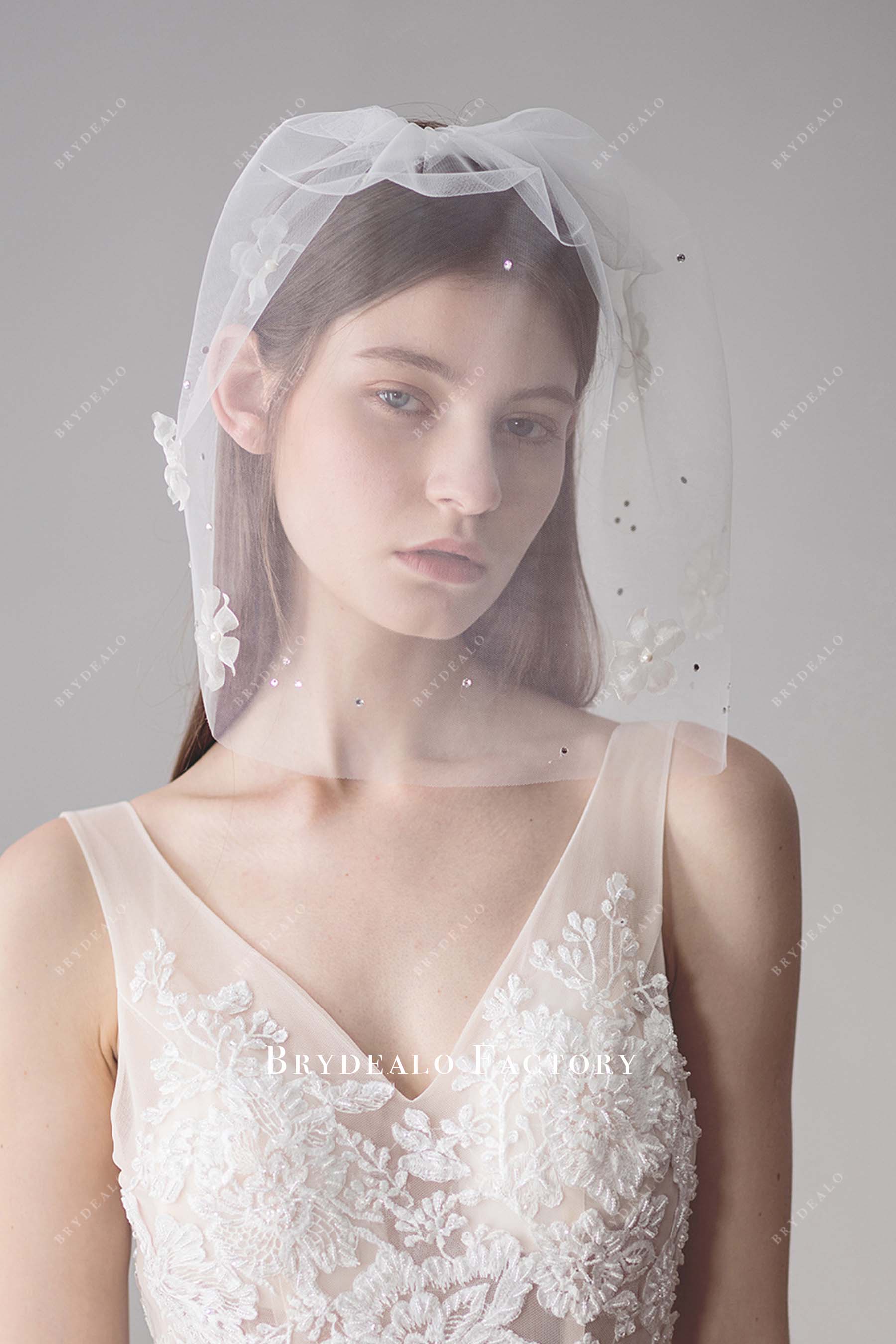 rhinestones birdcage bridal veil