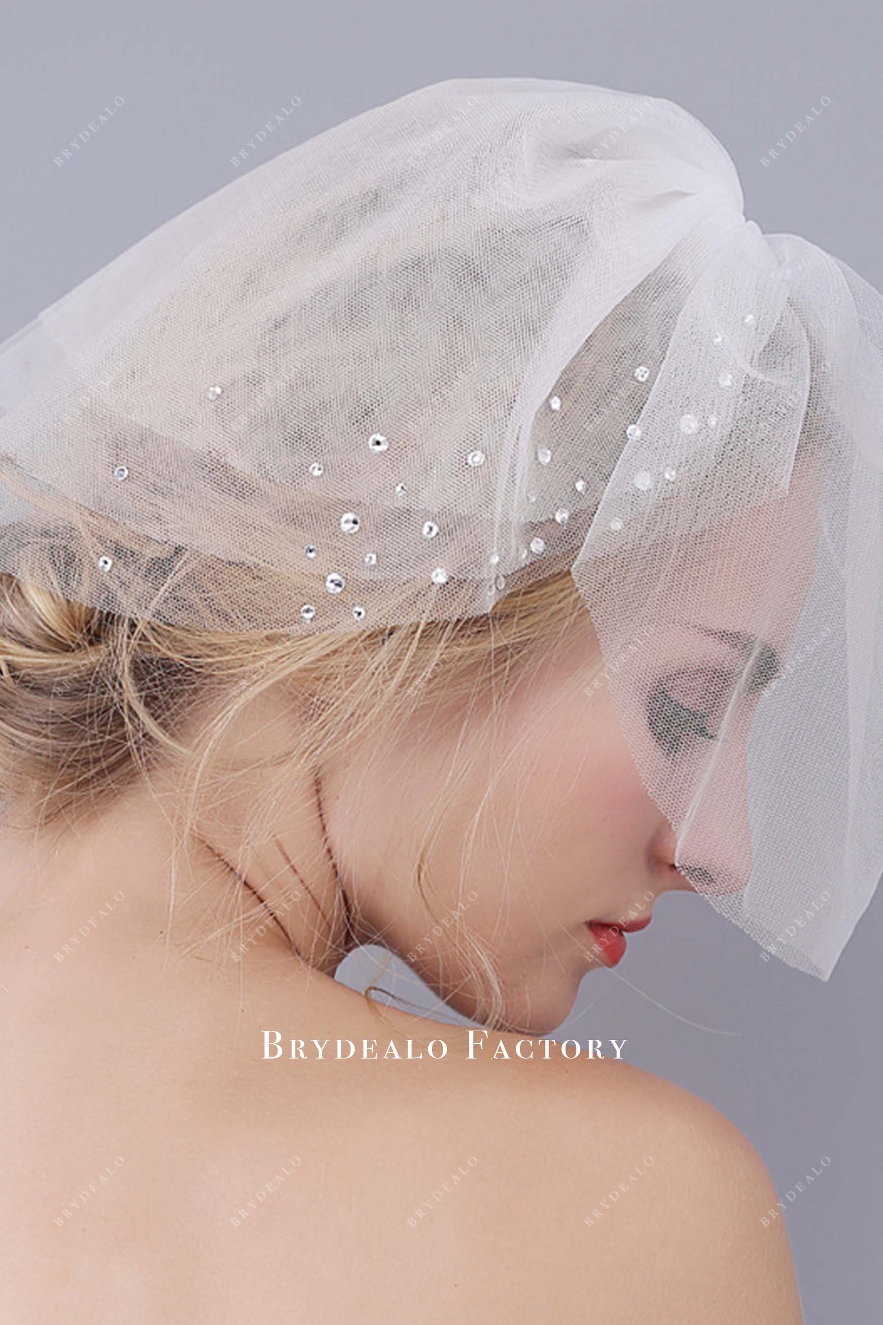 rhinestones multi layered birdcage bridal veil