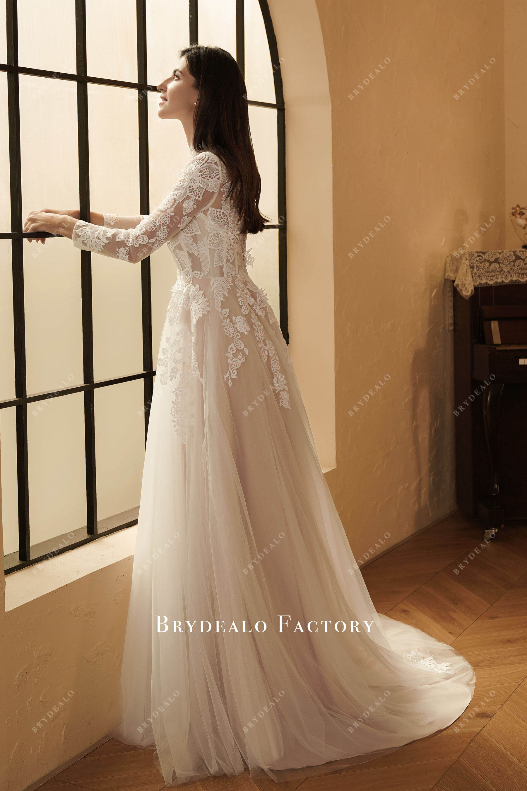 romantic boho sleeved wedding dress