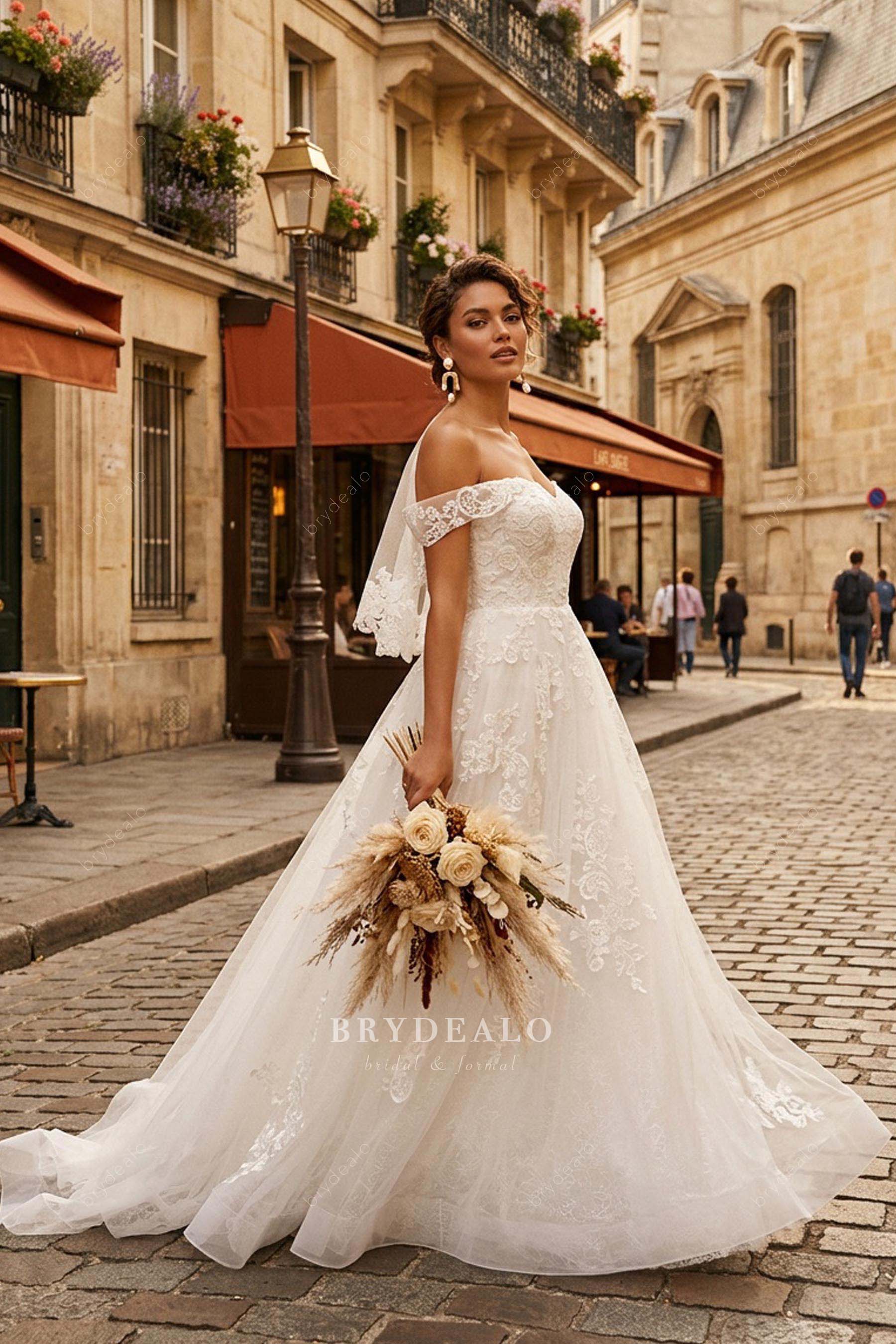romantic floral lace wedding dress