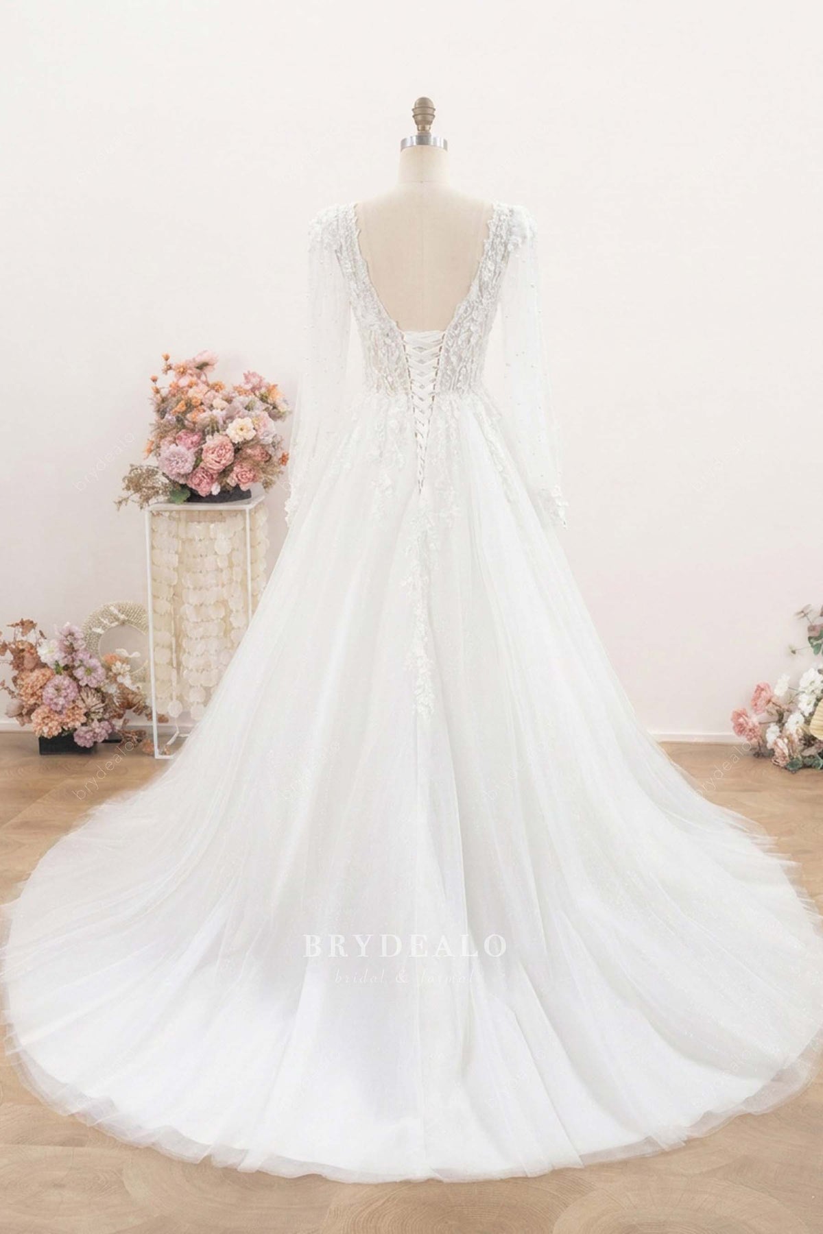 romantic flower lace wedding dress