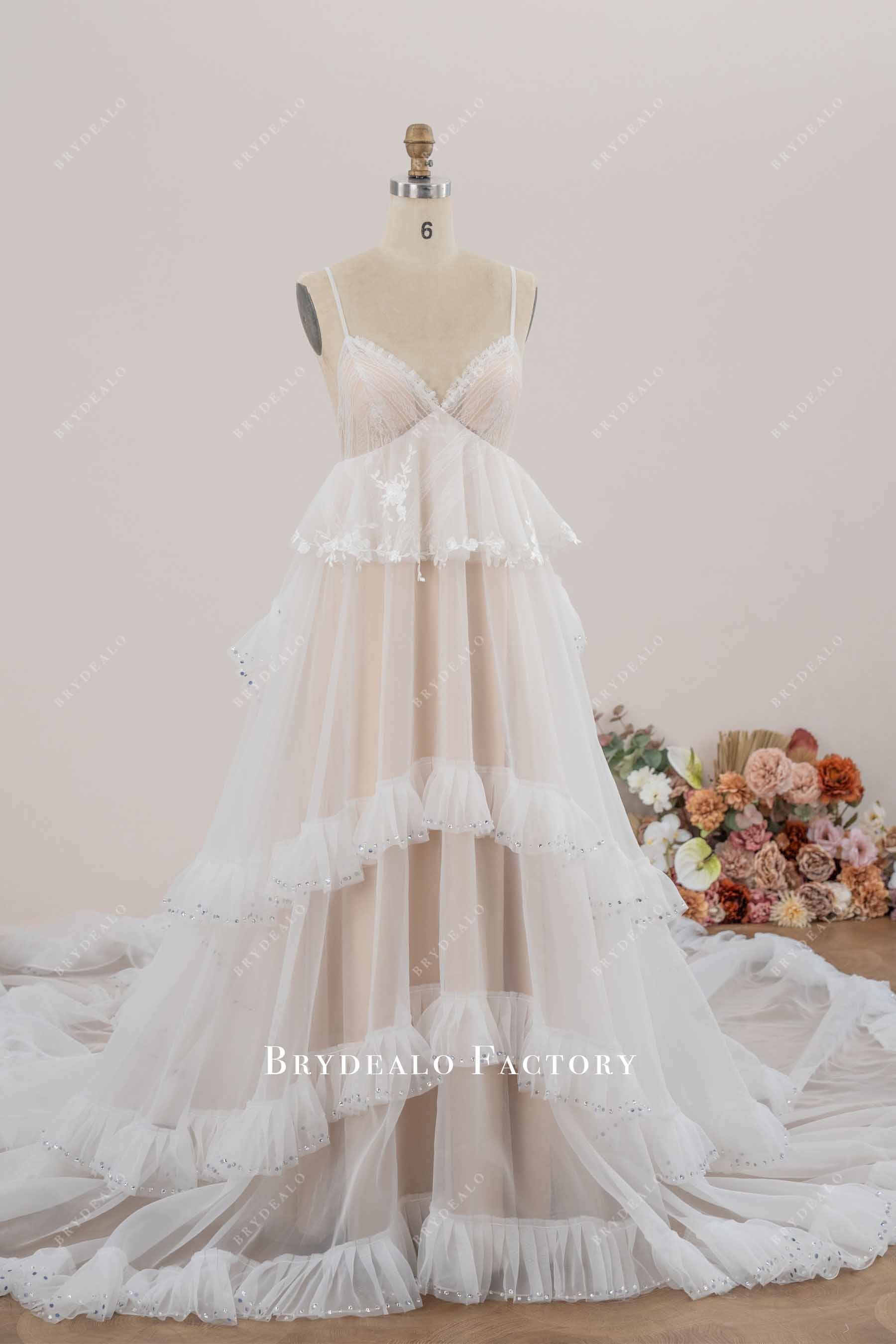 romantic maternity rhinestone wedding dress