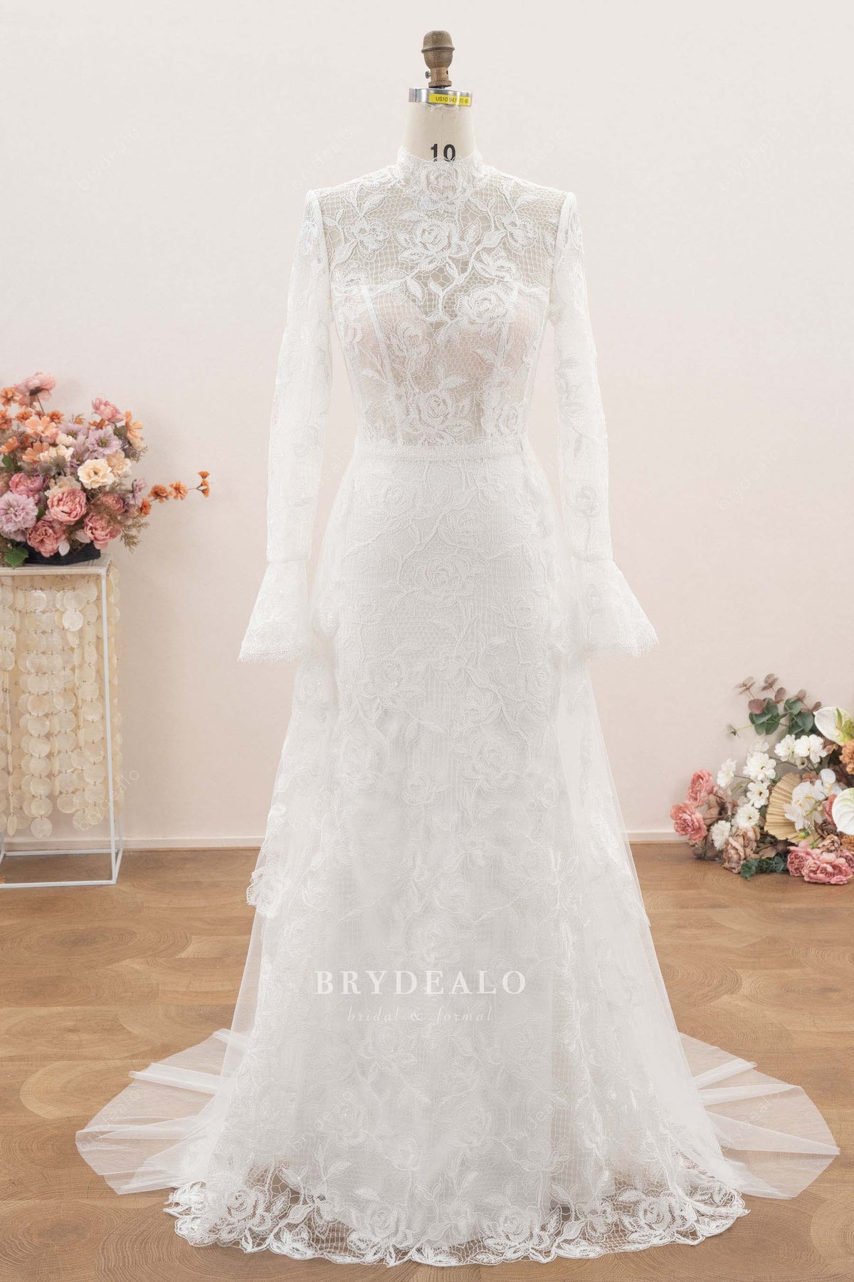romantic rose lace overskirt wedding dress