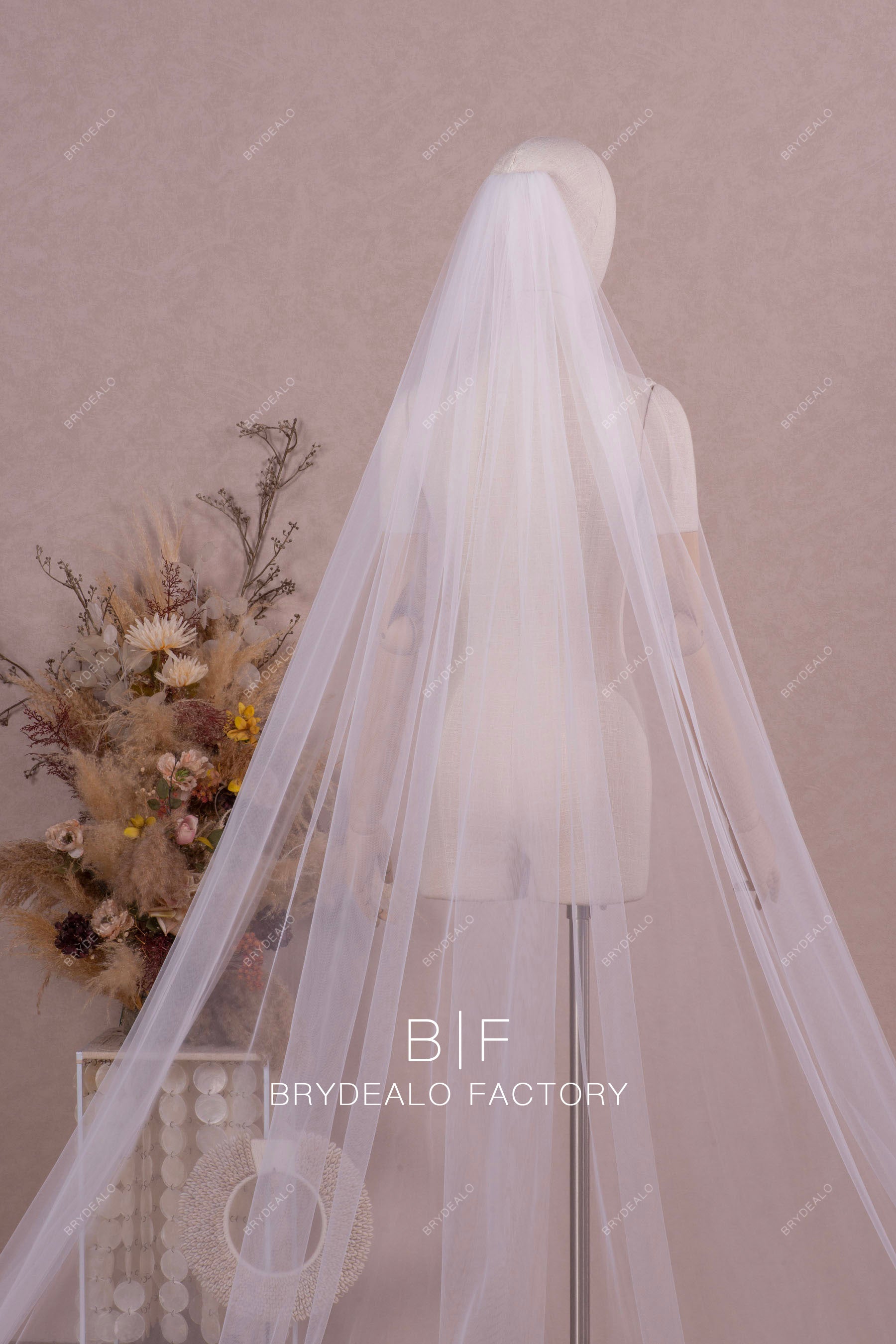romantic single tier wedding veil