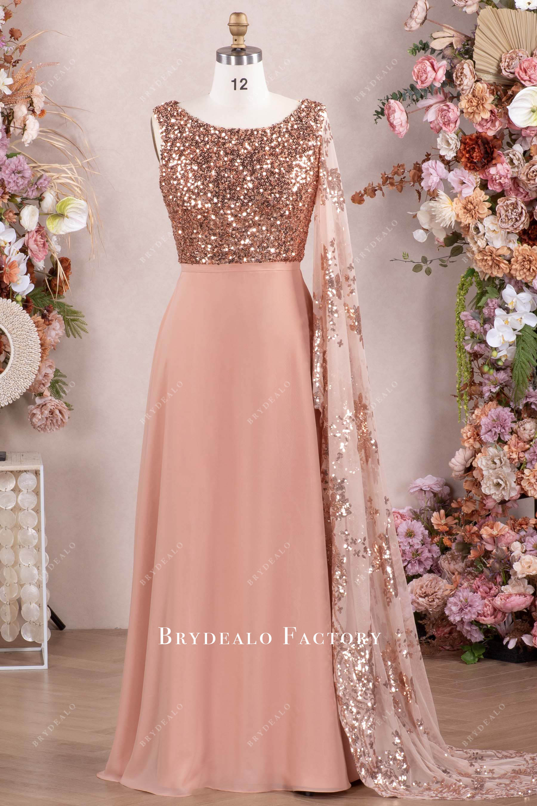 Mother of the bride dresses rose fashion gold color