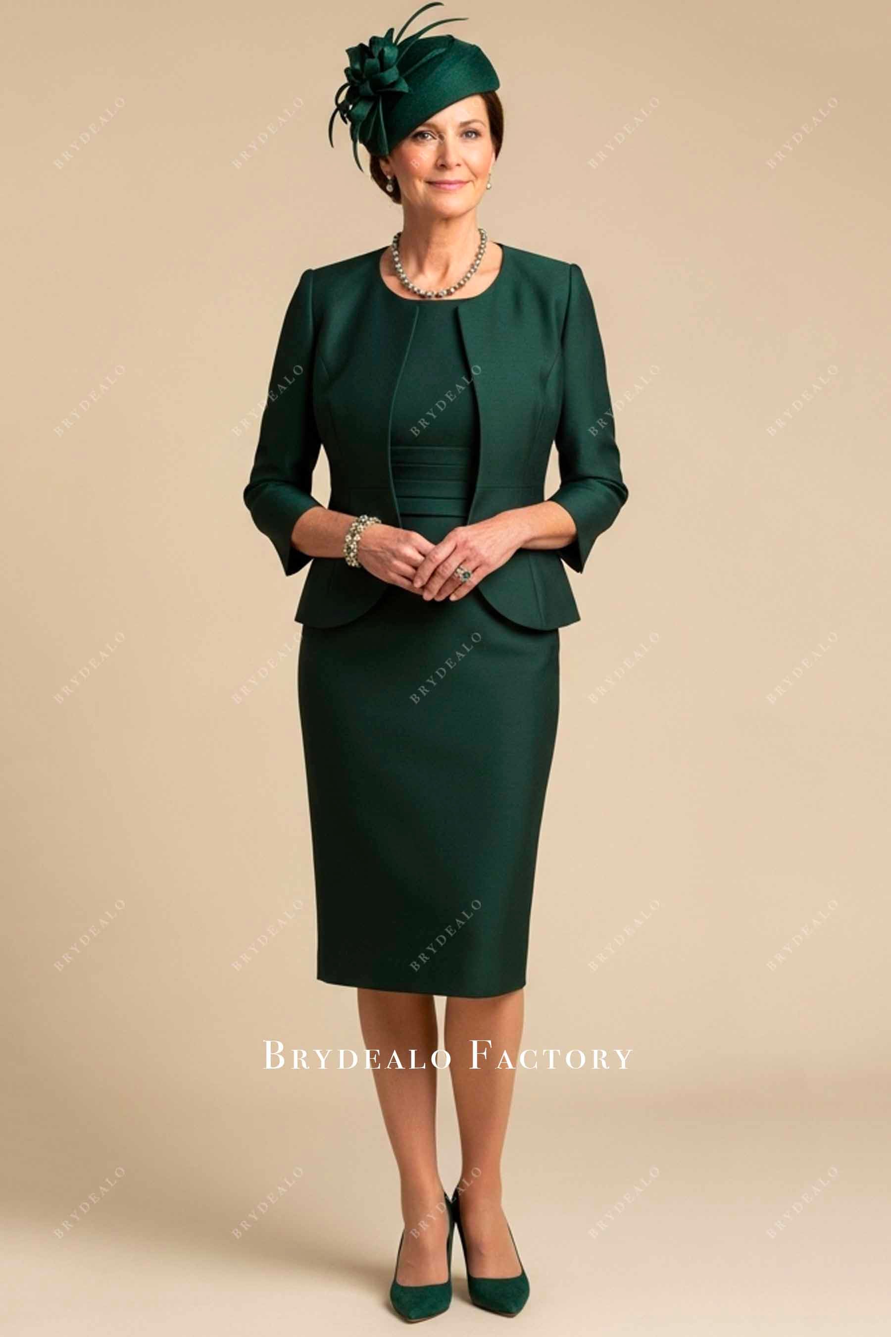 royal dark green mother of bride dress set