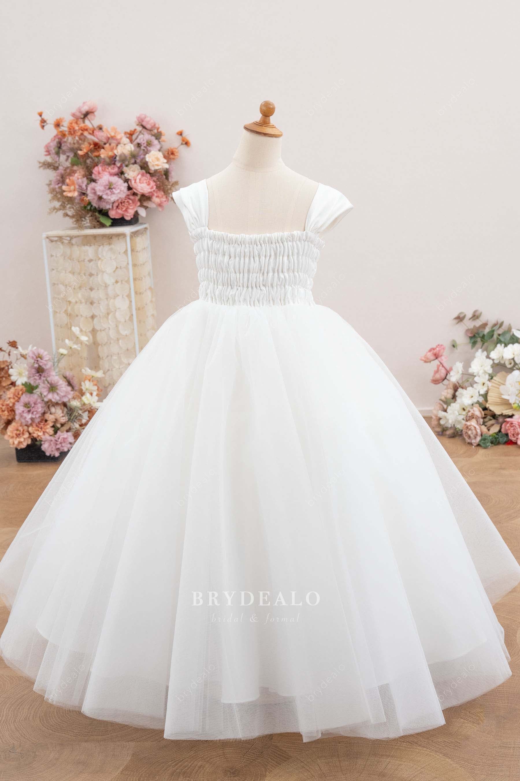 ruched top flower girl dress