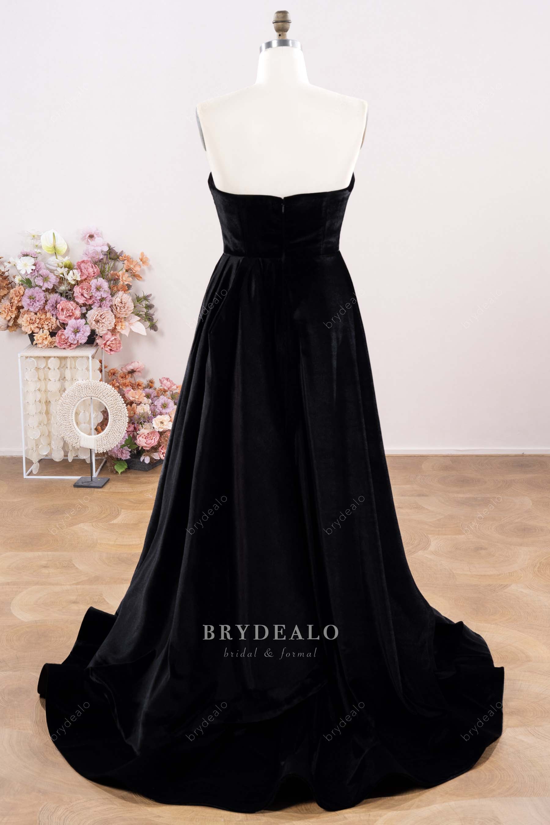 ruffled A-line evening dress