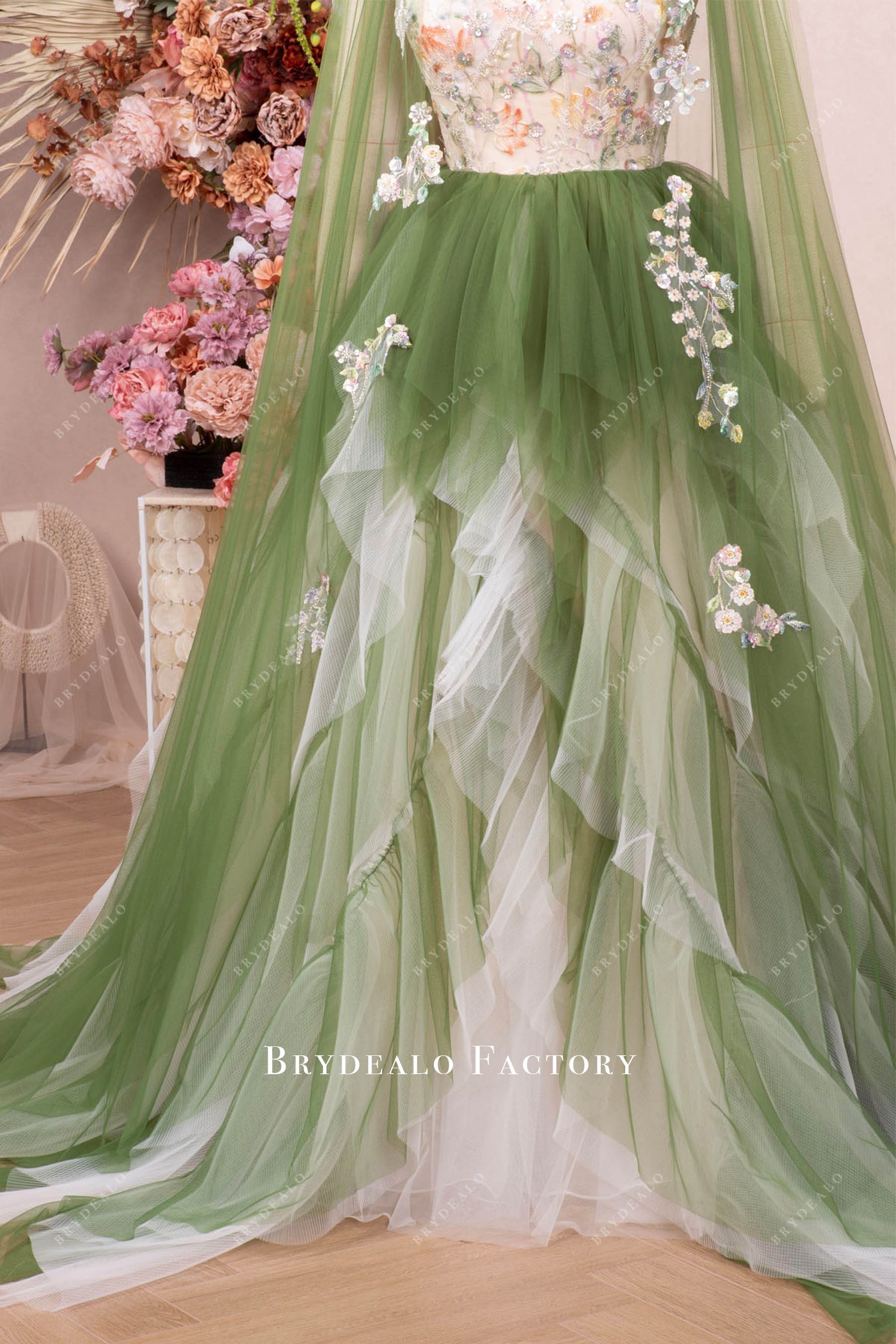 ruffled ballgown wedding dress