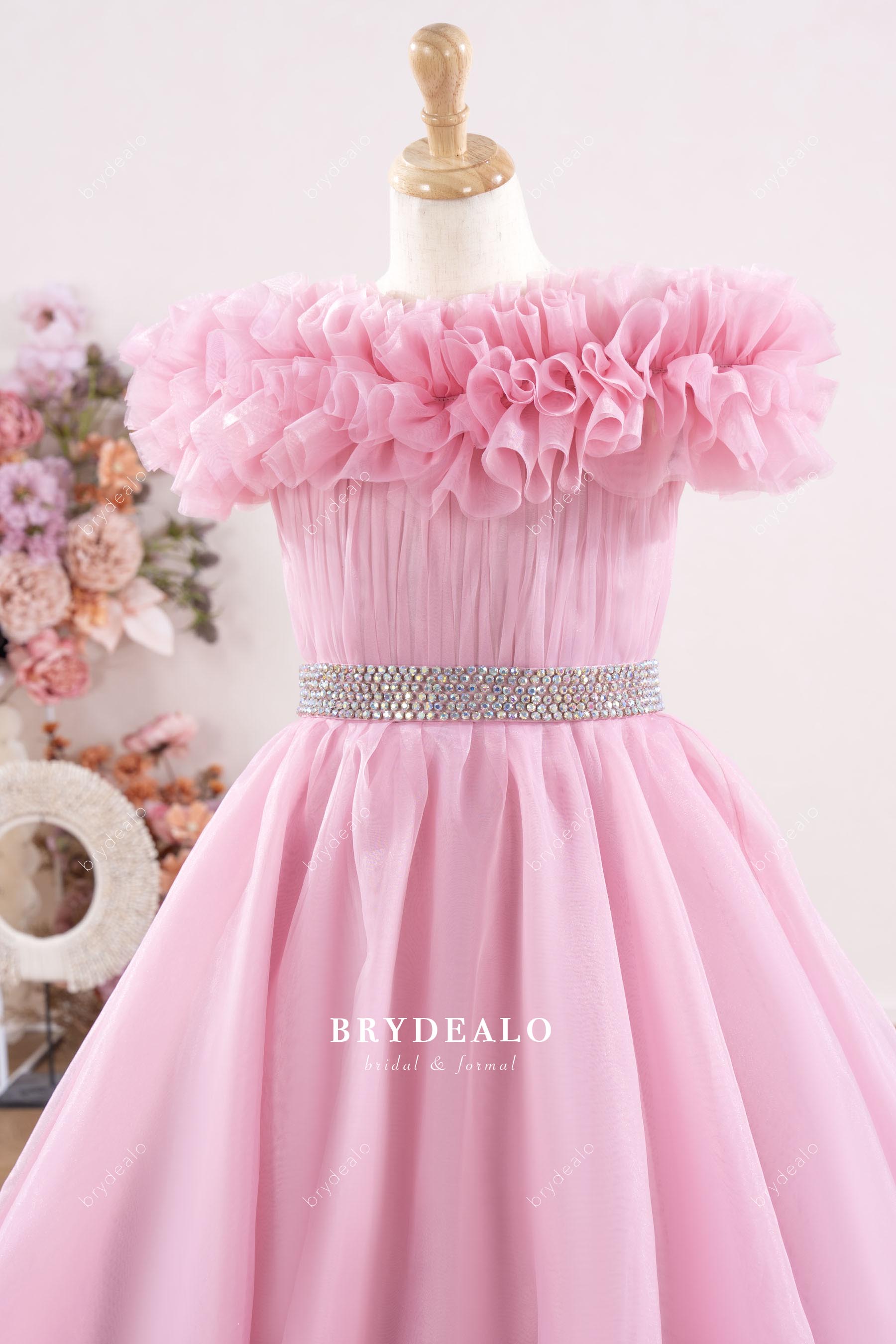 ruffled off-shoulder junior pageant gown