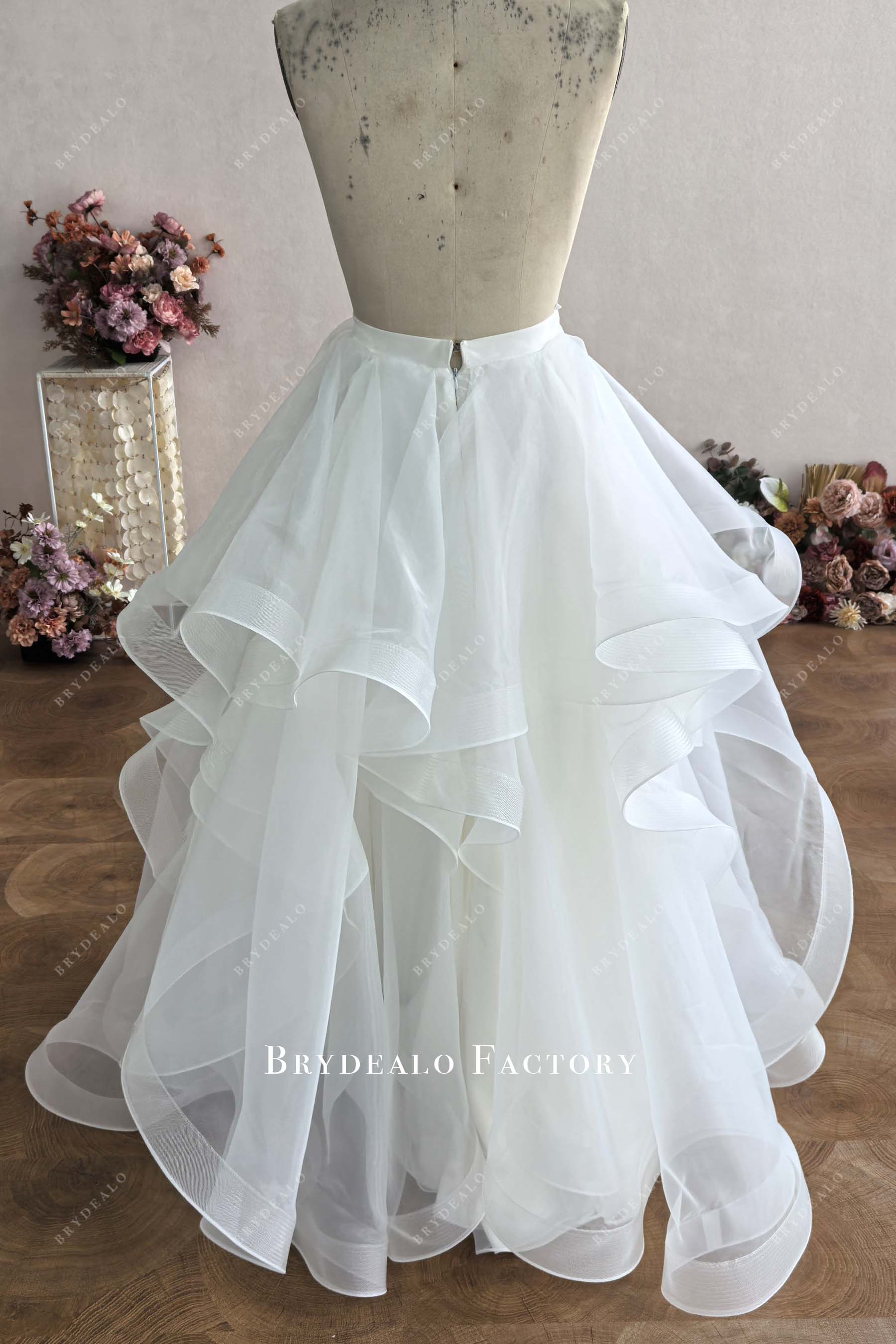 Custom Ruffled Organza Floor Length Skirt