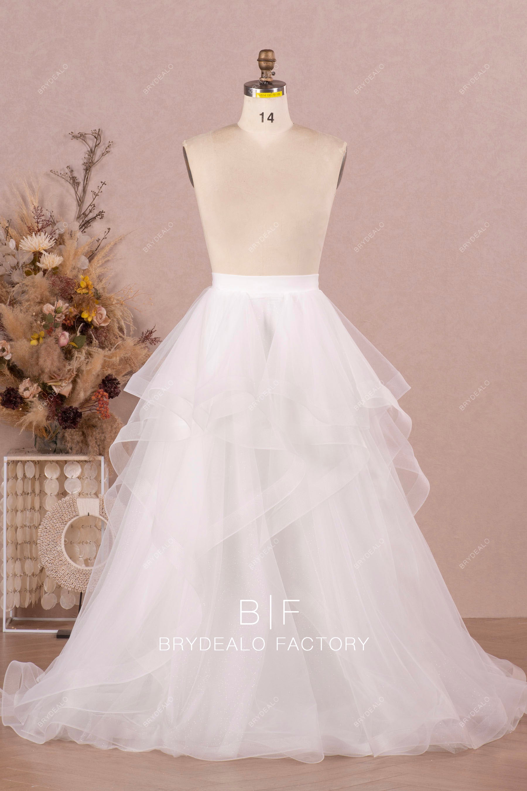 ruffled tulle puffy bridal skirt