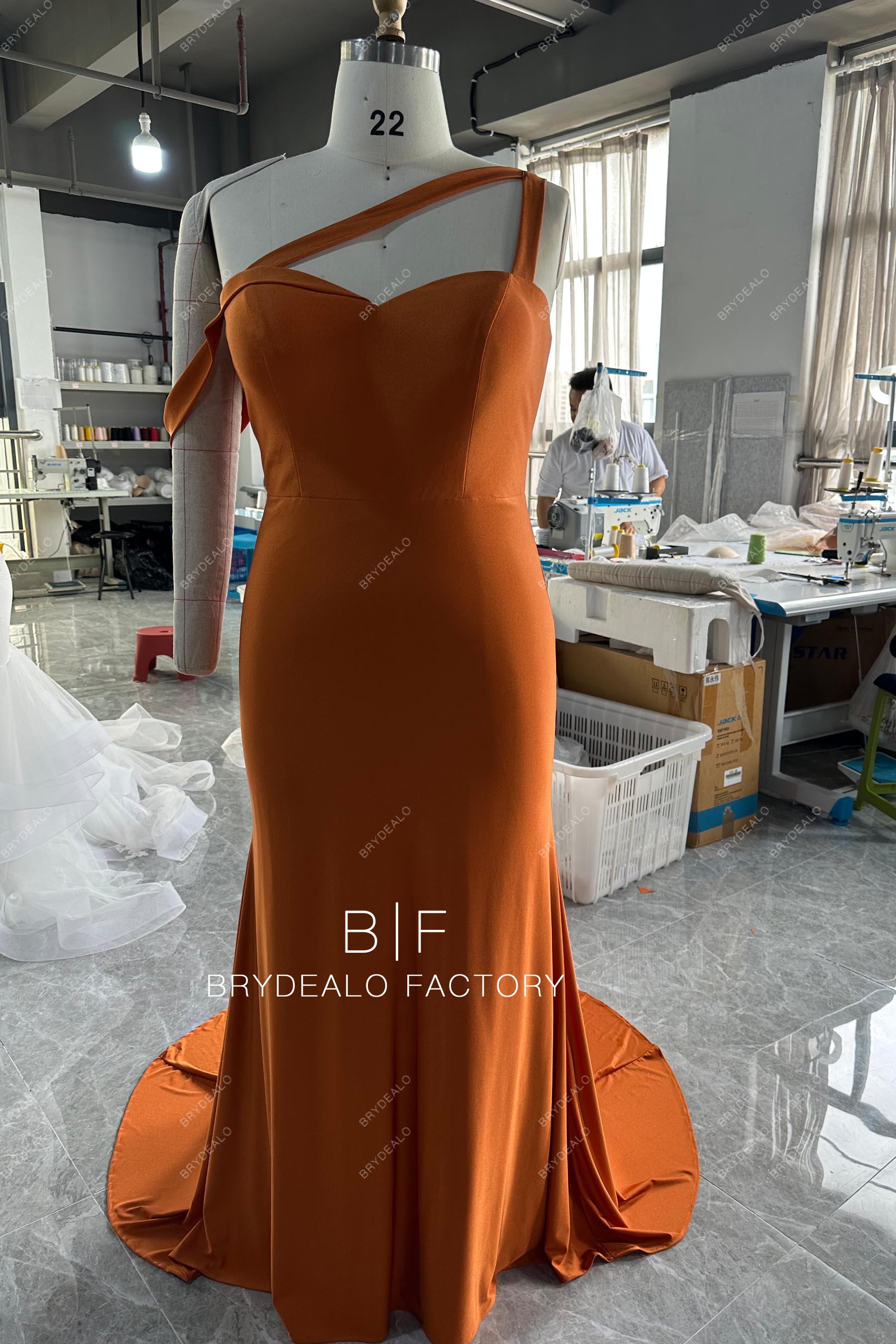 Private Lable Rusty Jersey Custom Asymmetrical Mermaid Dress