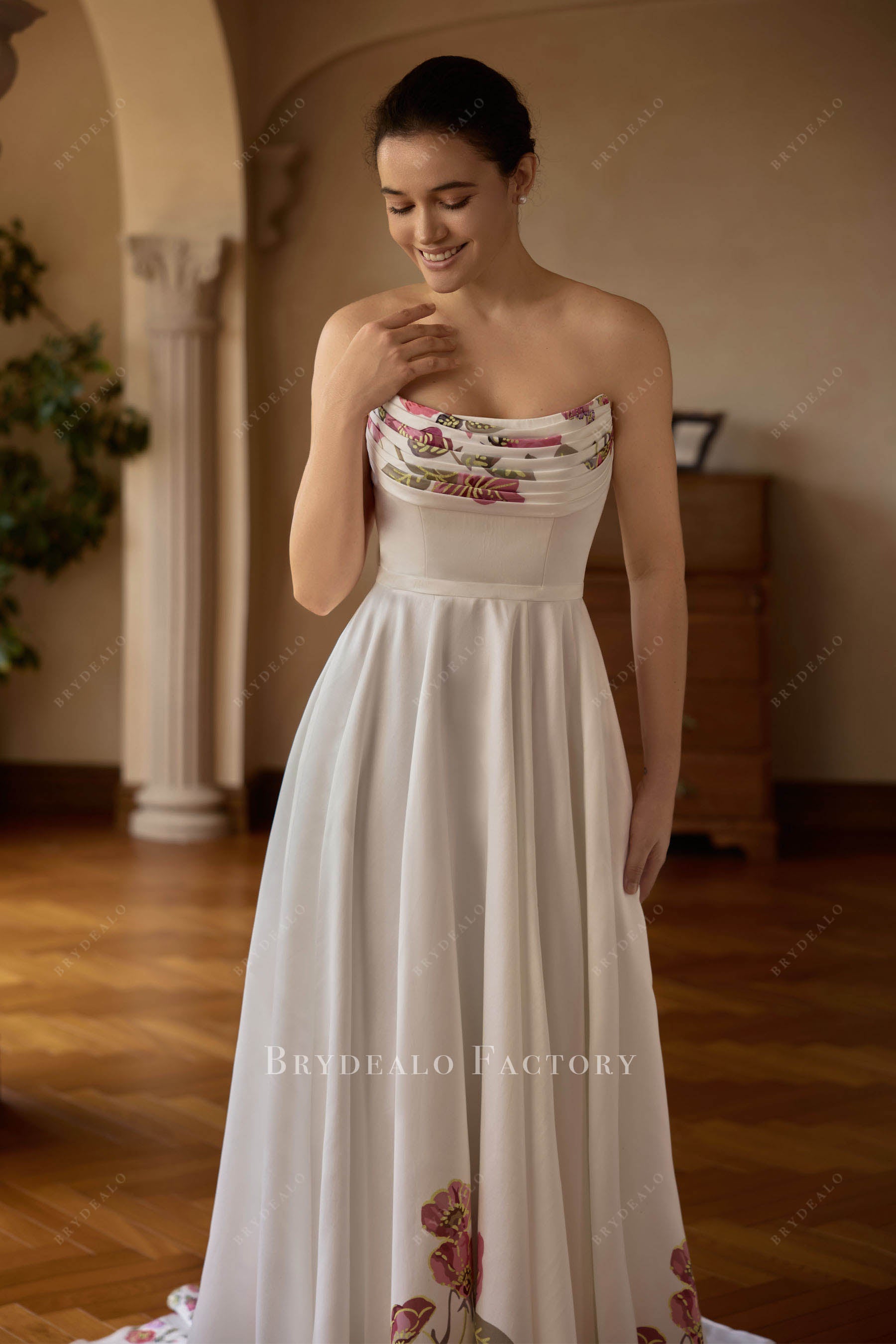 satin belt wedding dress sample