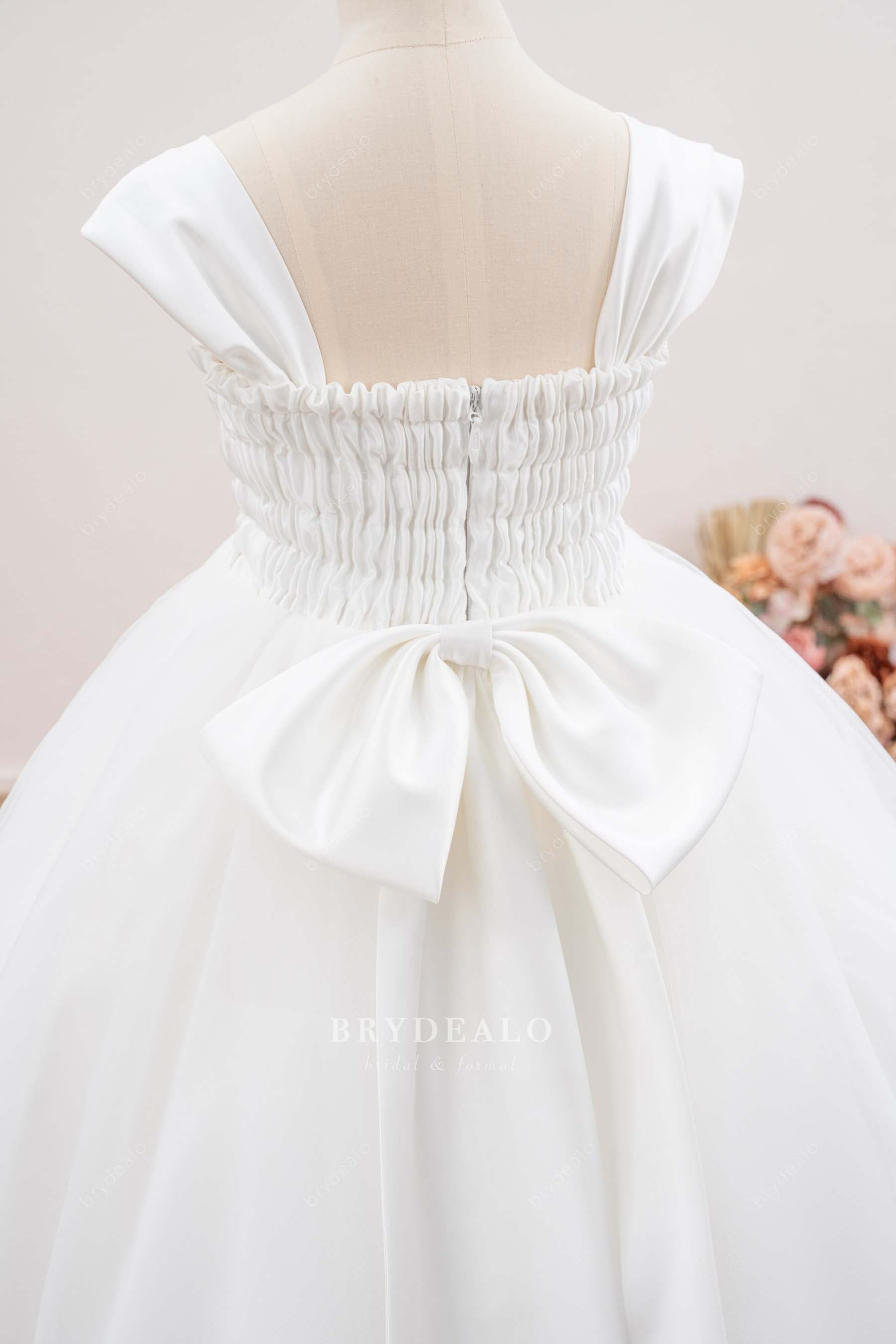 satin bow flower girl dress