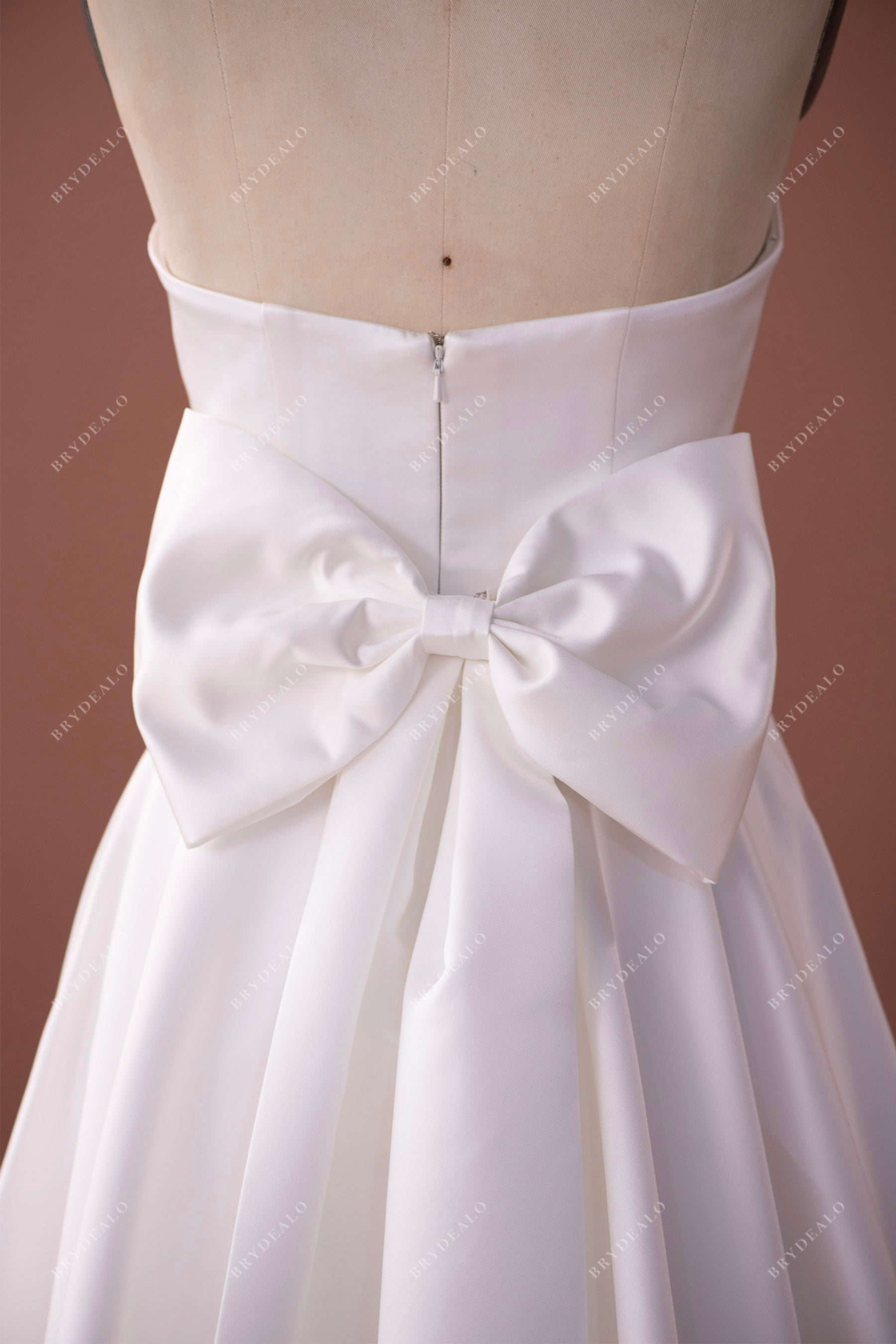 satin bridal gown with bowknot