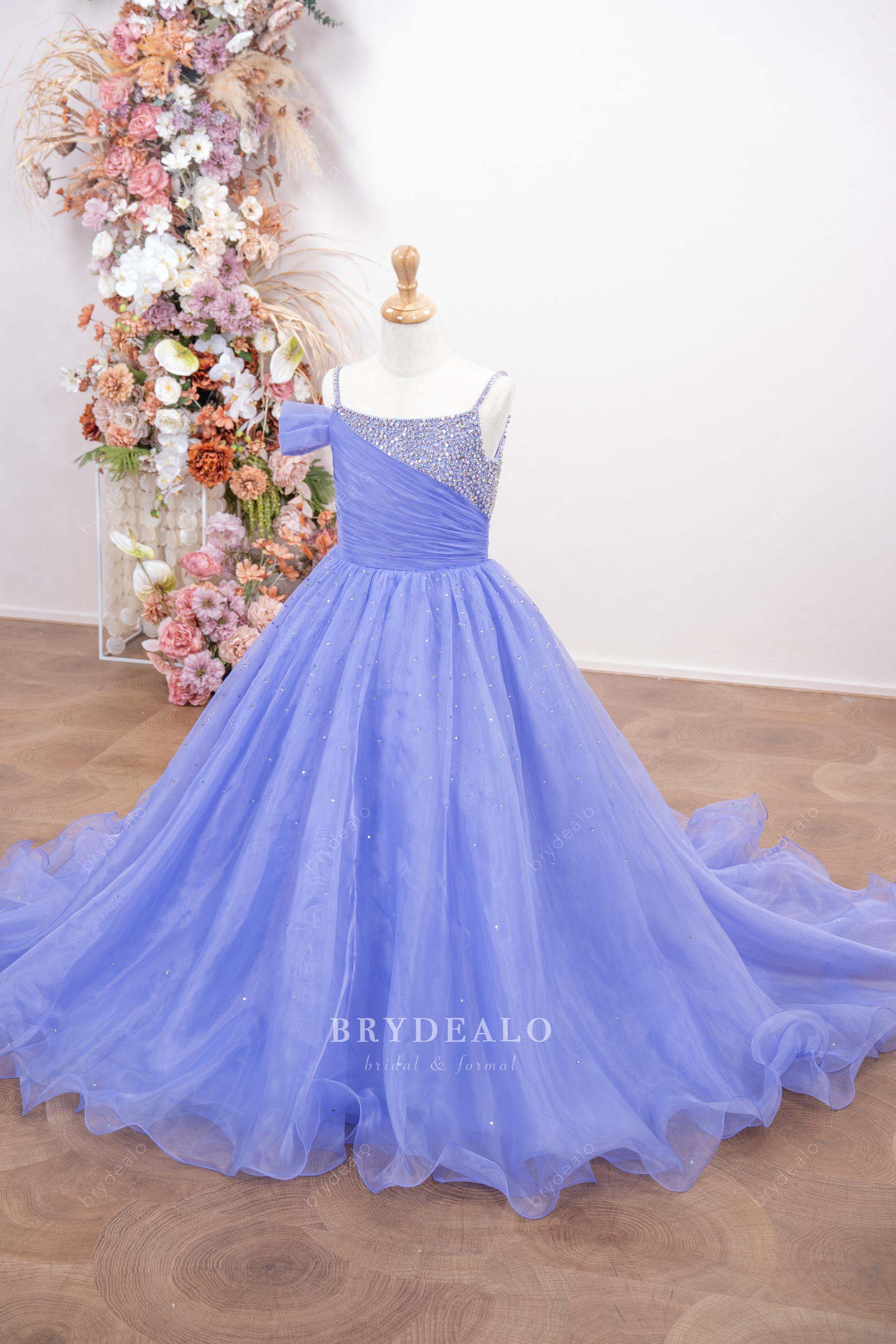 scattered rhinestone kids pageant gown