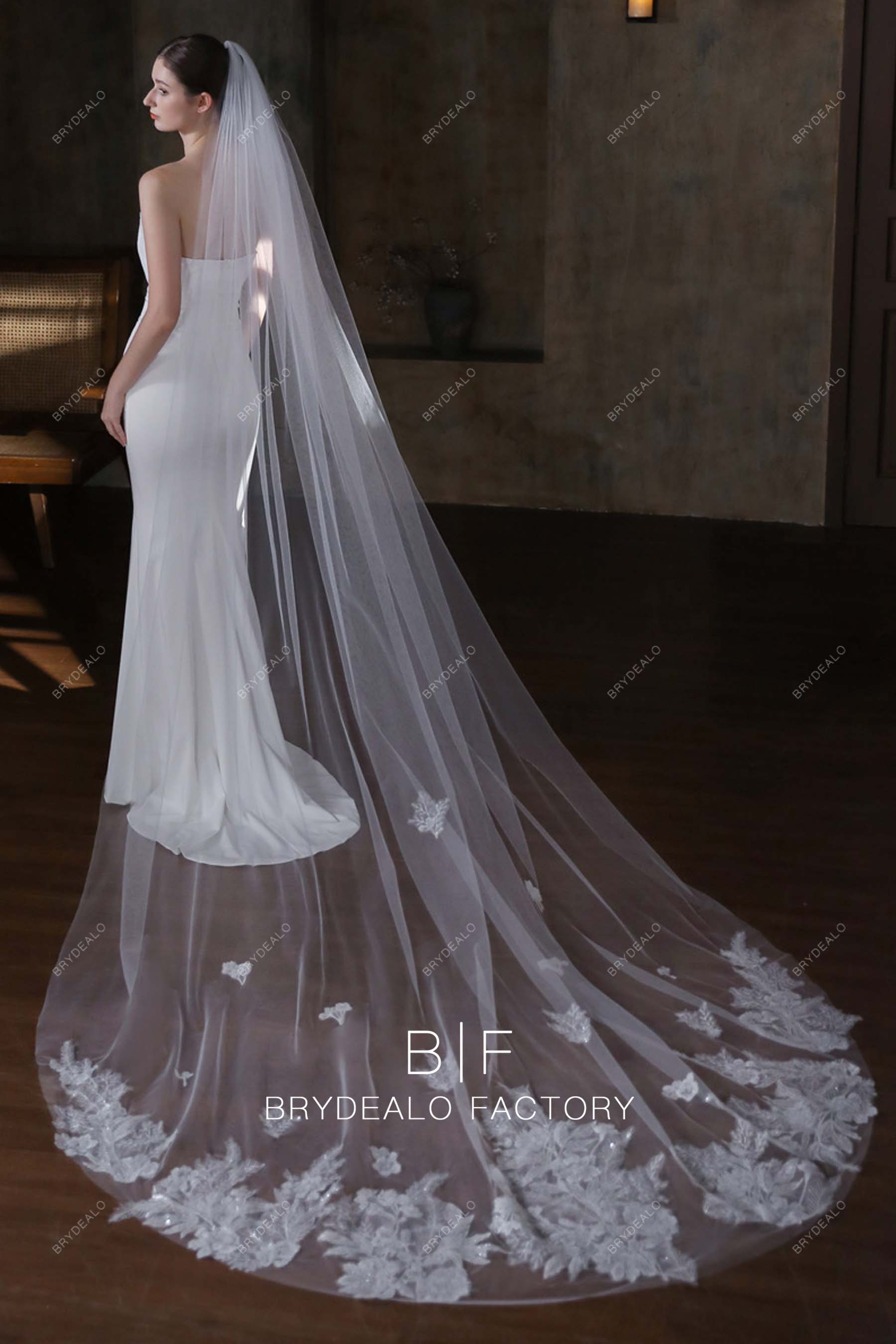Lace Single Layer Cathedral Length Wholesale Bridal Veil