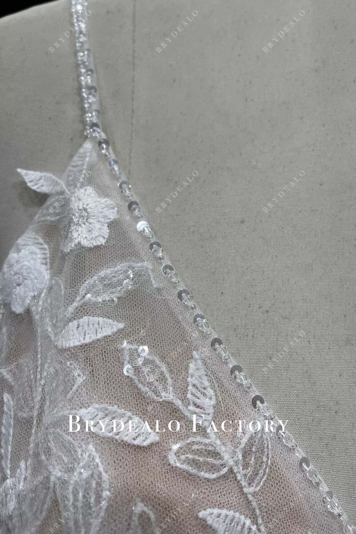 sequined lace wedding dress