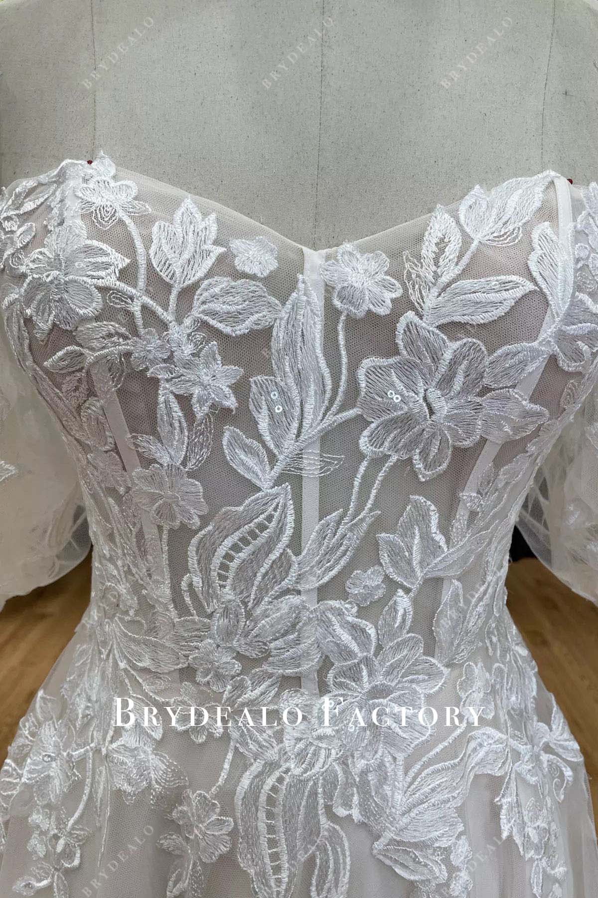 sequined lace wedding dress