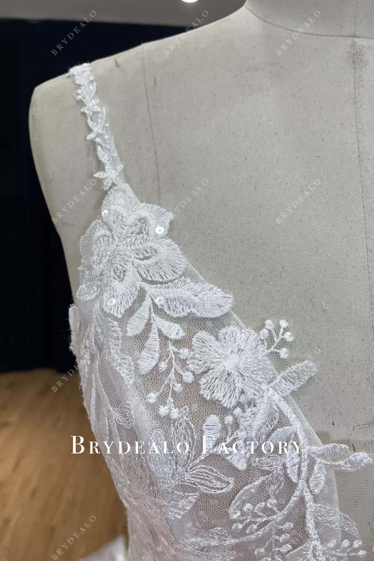 sequined lace wedding dress