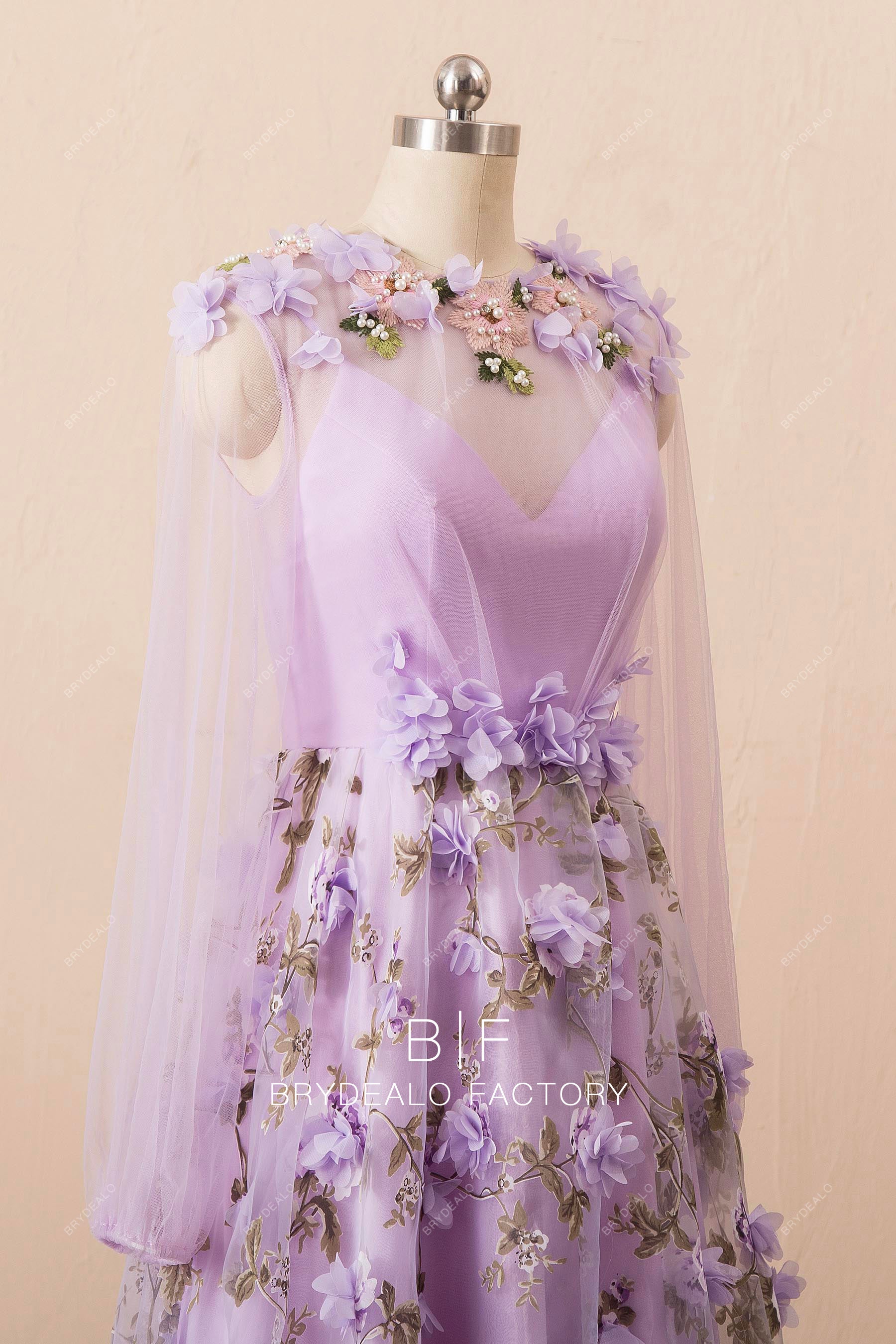 organza floral prom dress