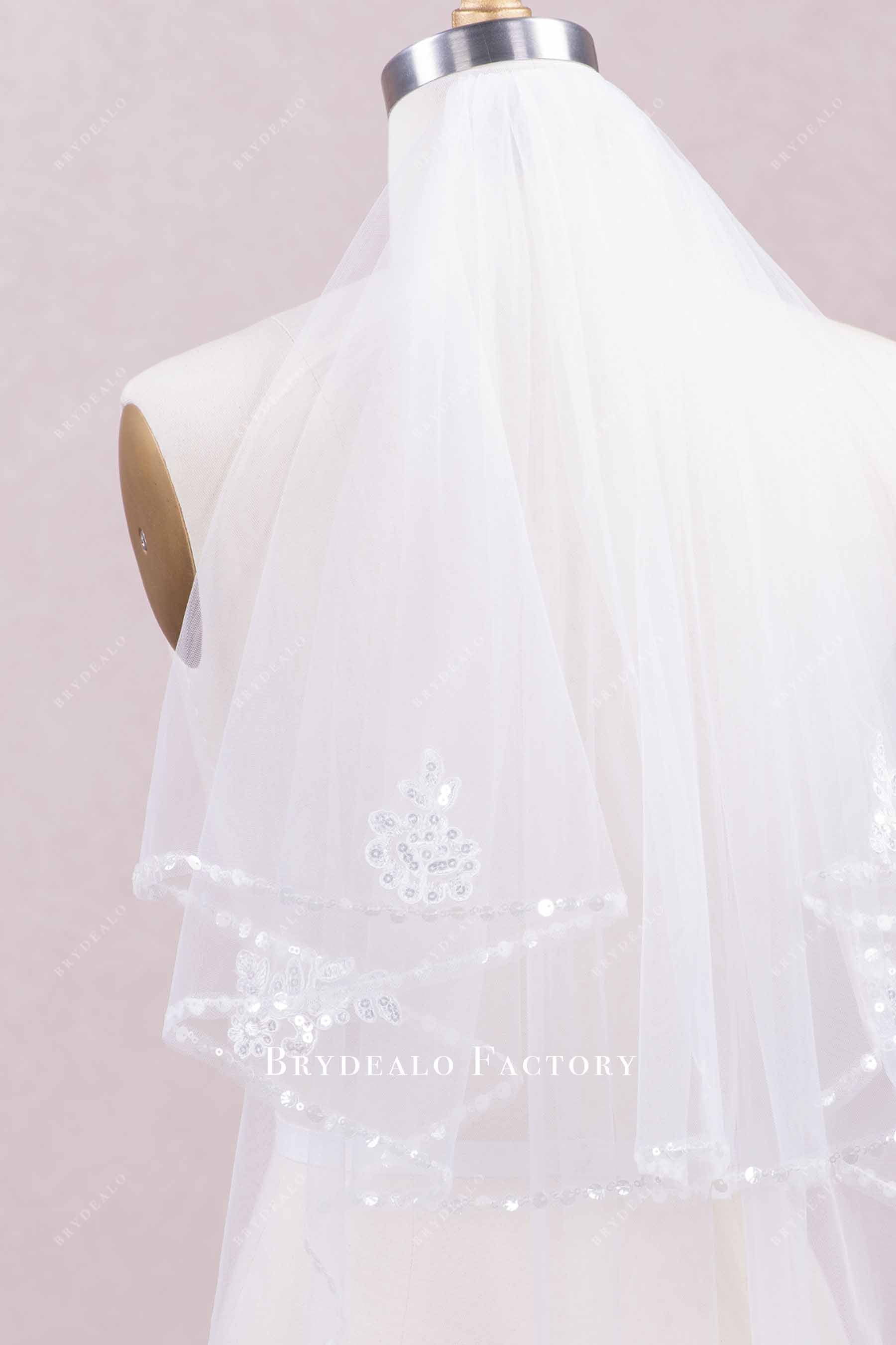 shimmery edge two-tier wedding veil