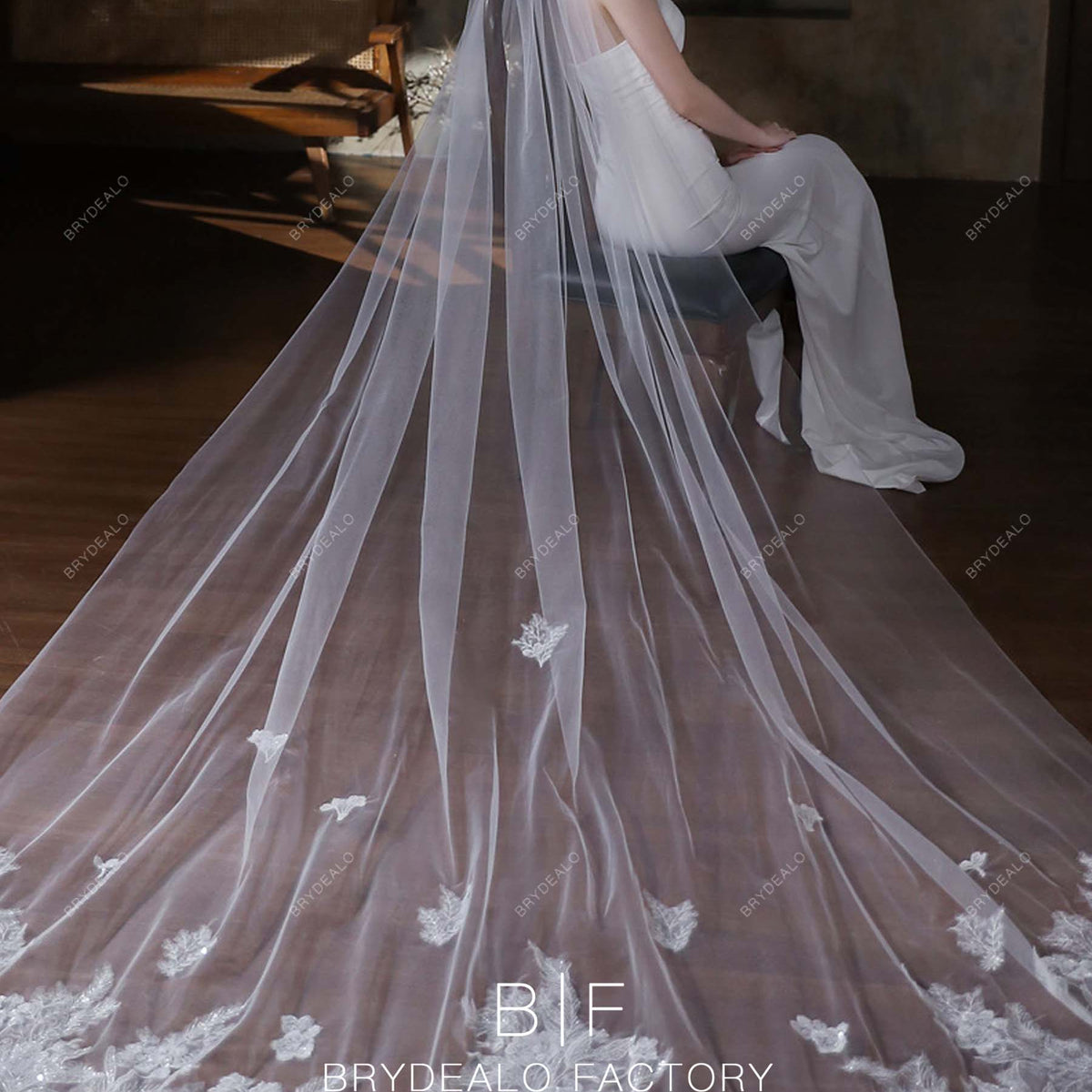 Stellar Elegance Cathedral Length Wedding Veil Ivory Factory Direct