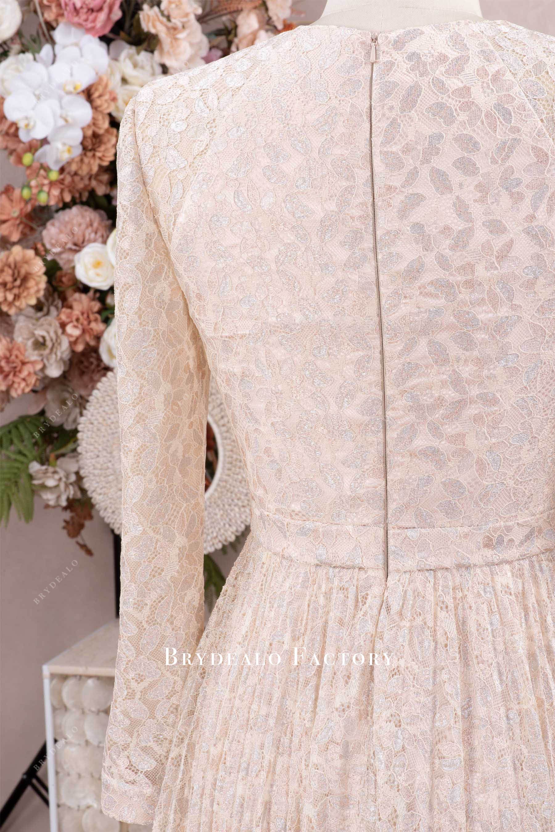 Modest Long Sleeve Lace Allover Mother of Bride Dress