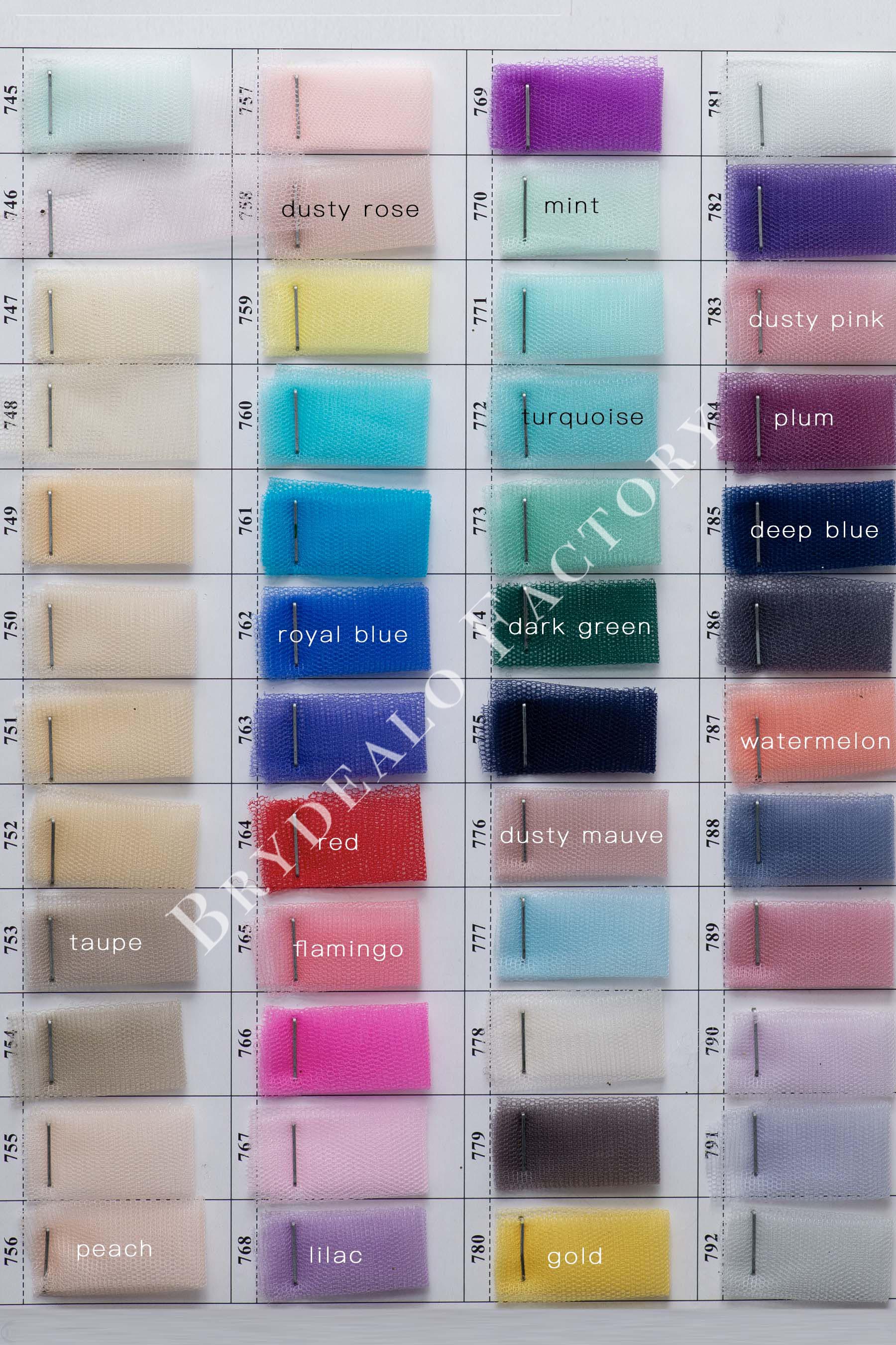 Shimmery Soft Tulle Fabric Color Chart Shimmery Soft Tulle Fabric Color Chart